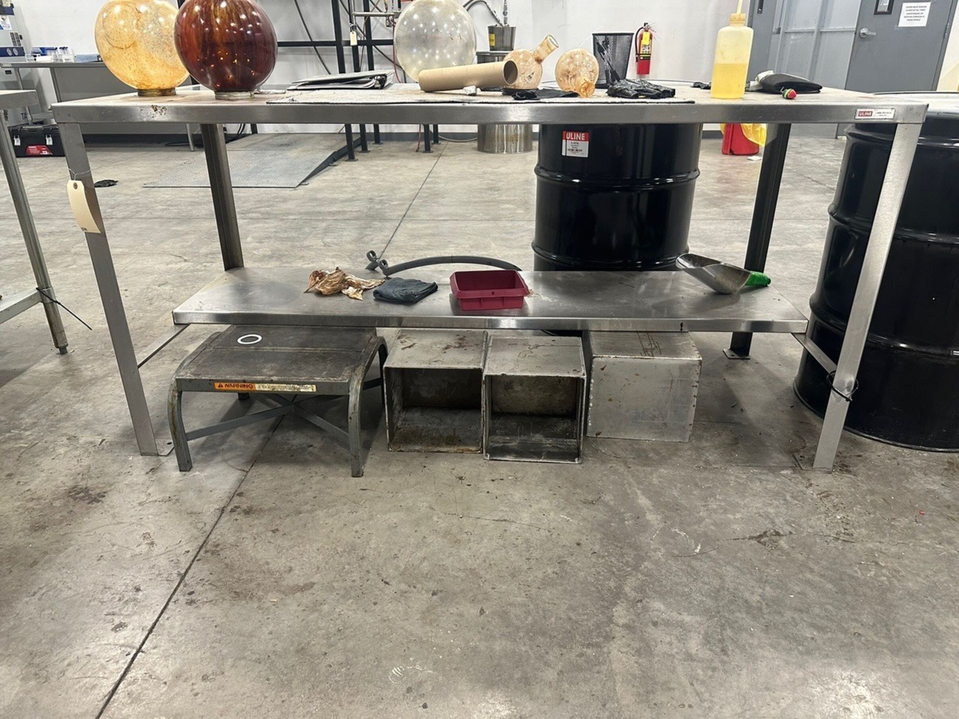 Stainless Steel table With Step Stools | Rig Fee $50