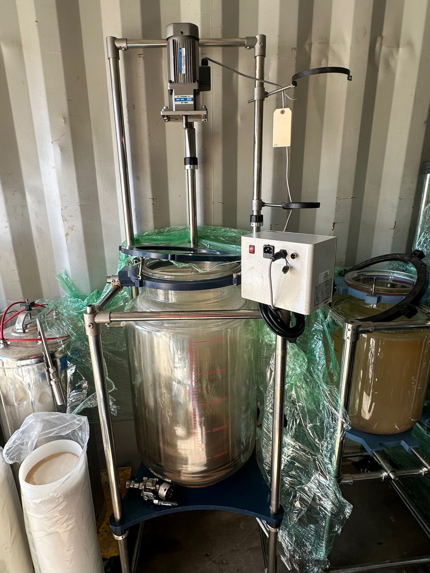 50L Glass Reactor, Jacketed With Agitator | Rig Fee $200