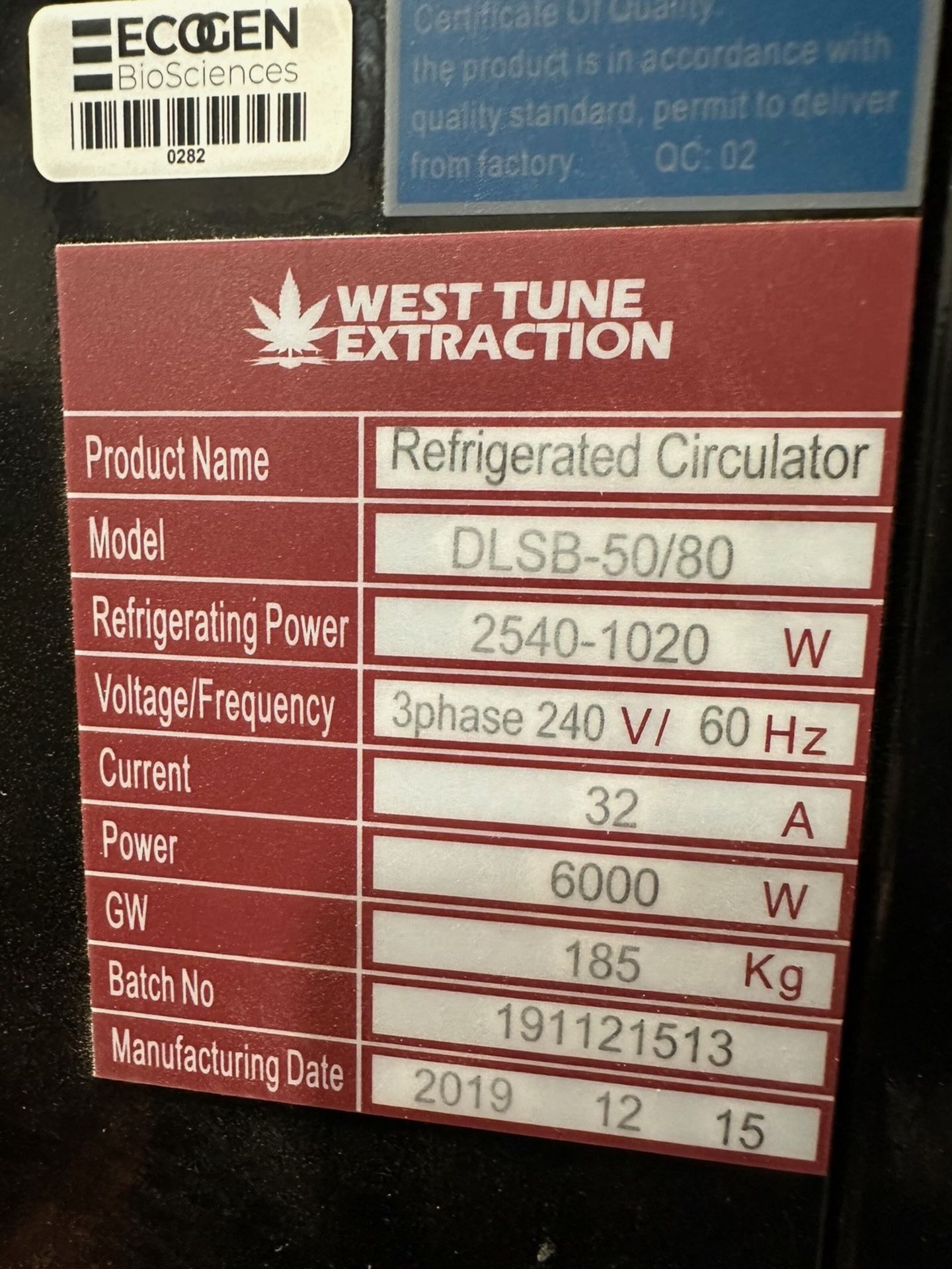West Tune Extraction Refrigerated Circulator, Model, DLSB-50/80 Year 2019 | Rig Fee $200 - Image 5 of 5