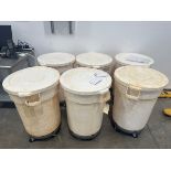 35 Gallon Trash Bins, With Lids, and Wheels, Count 6 | Rig Fee $50