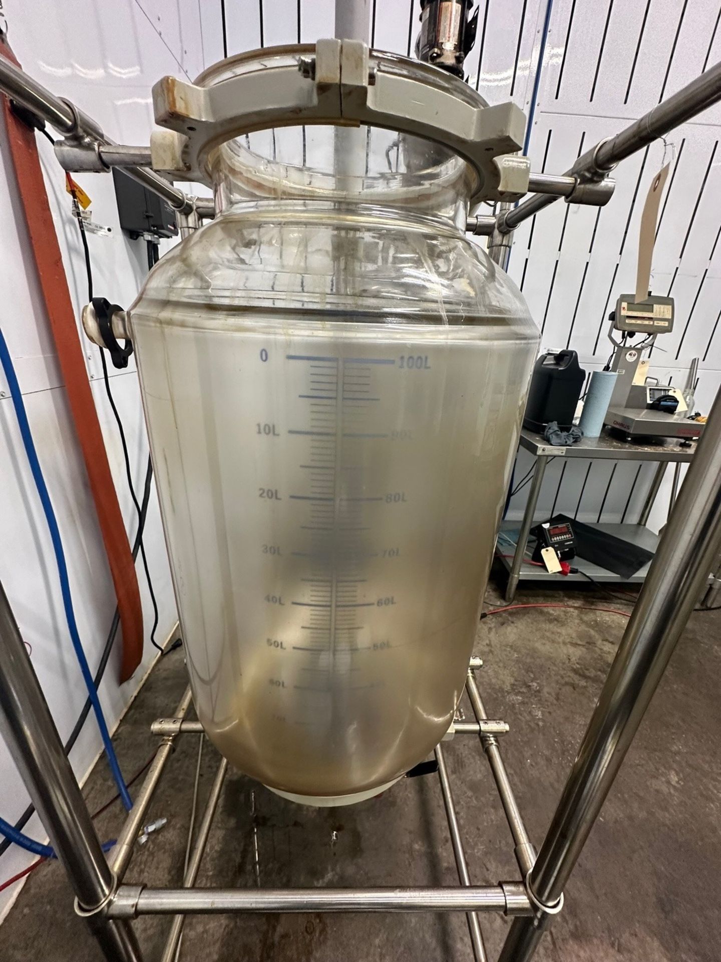 100L Glass Reactor, Jacketed, With Agitator Motor (Missing Shaft &amp; Bl | Rig Fee $200 - Image 2 of 4