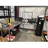 Work Station, Stainless Steel Tables, Printer Monitor, File Cabinet | Rig Fee $125