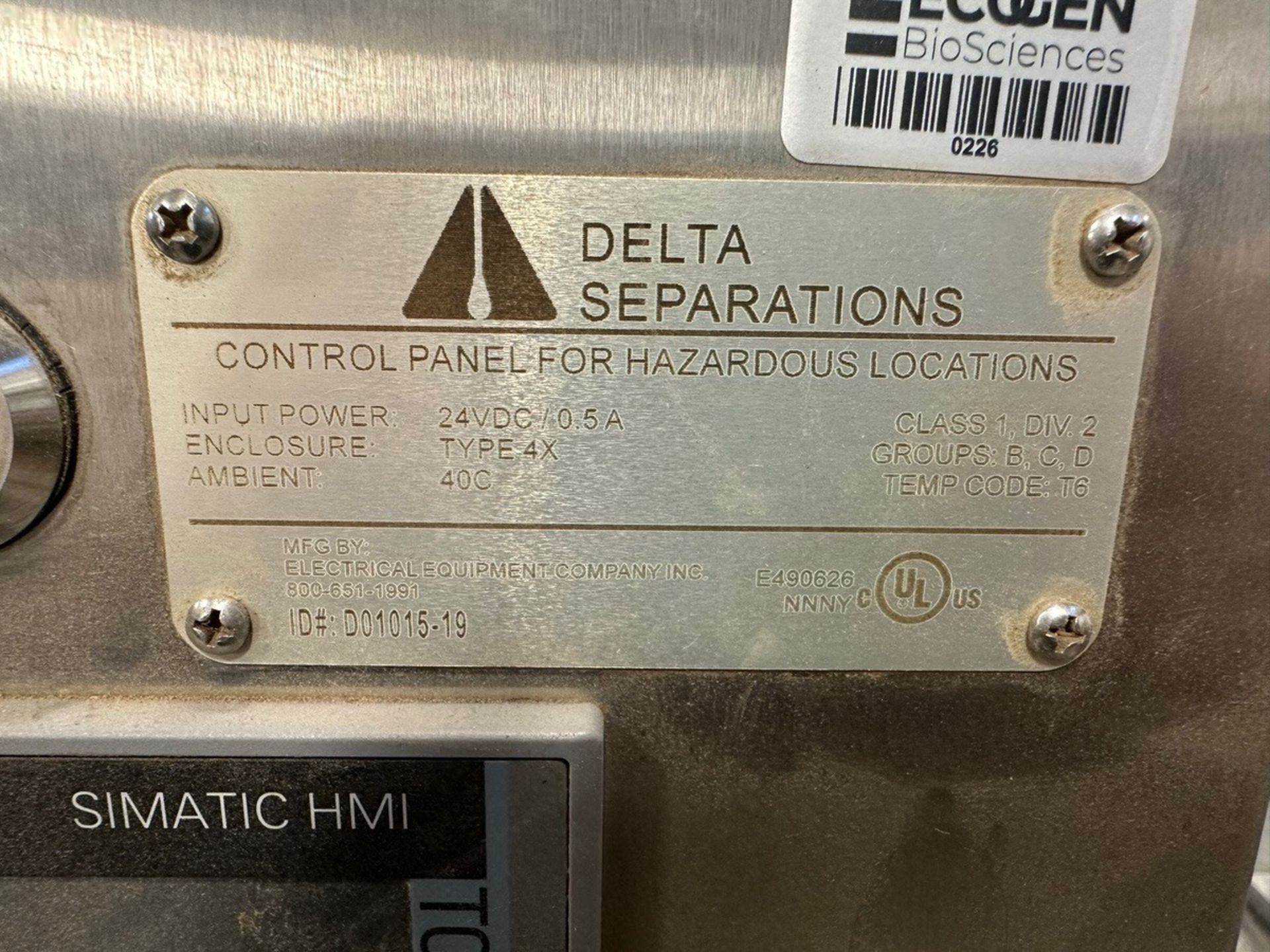 Delta Separations, Separator with panel, and Vessel, Model CUP30, S/N C30 | Rig Fee $250 - Image 9 of 11