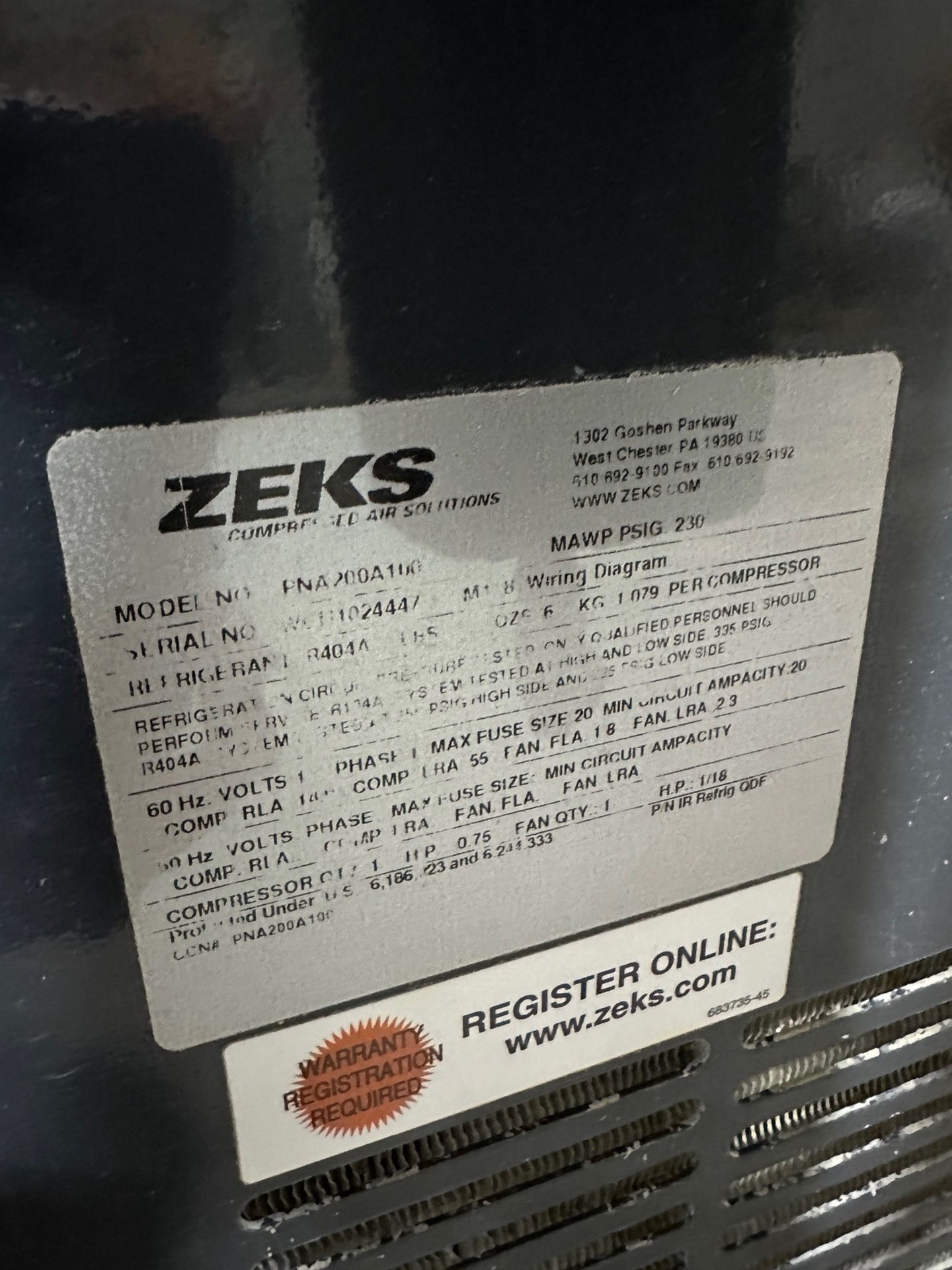 Zeks Premier Air Dryer - Model PNA200A100 - Image 3 of 3