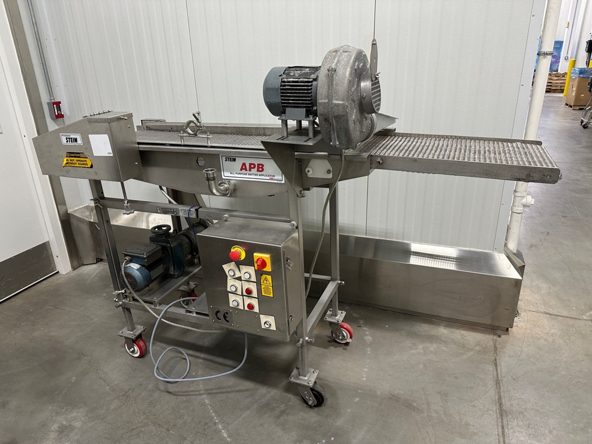 Stein APB-16 All Purpose Batter Applicator, 16" Stainless Belt Conveyor x 79" OAL, S/N 182