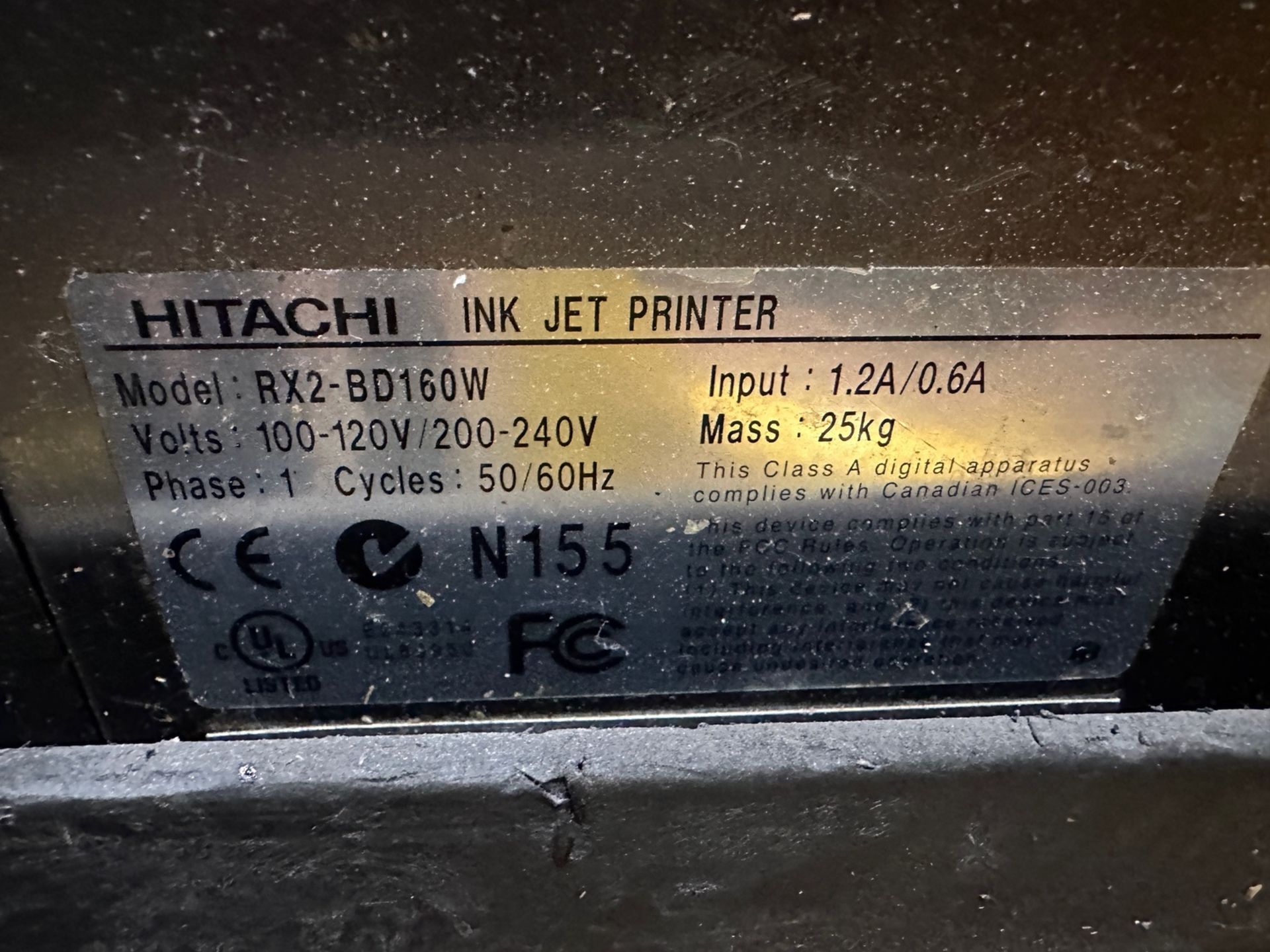 Hitachi Model RX2-BD160W Inkjet Printer, S/N: R2800125404 | Rig Fee $150 - Bild 4 aus 4