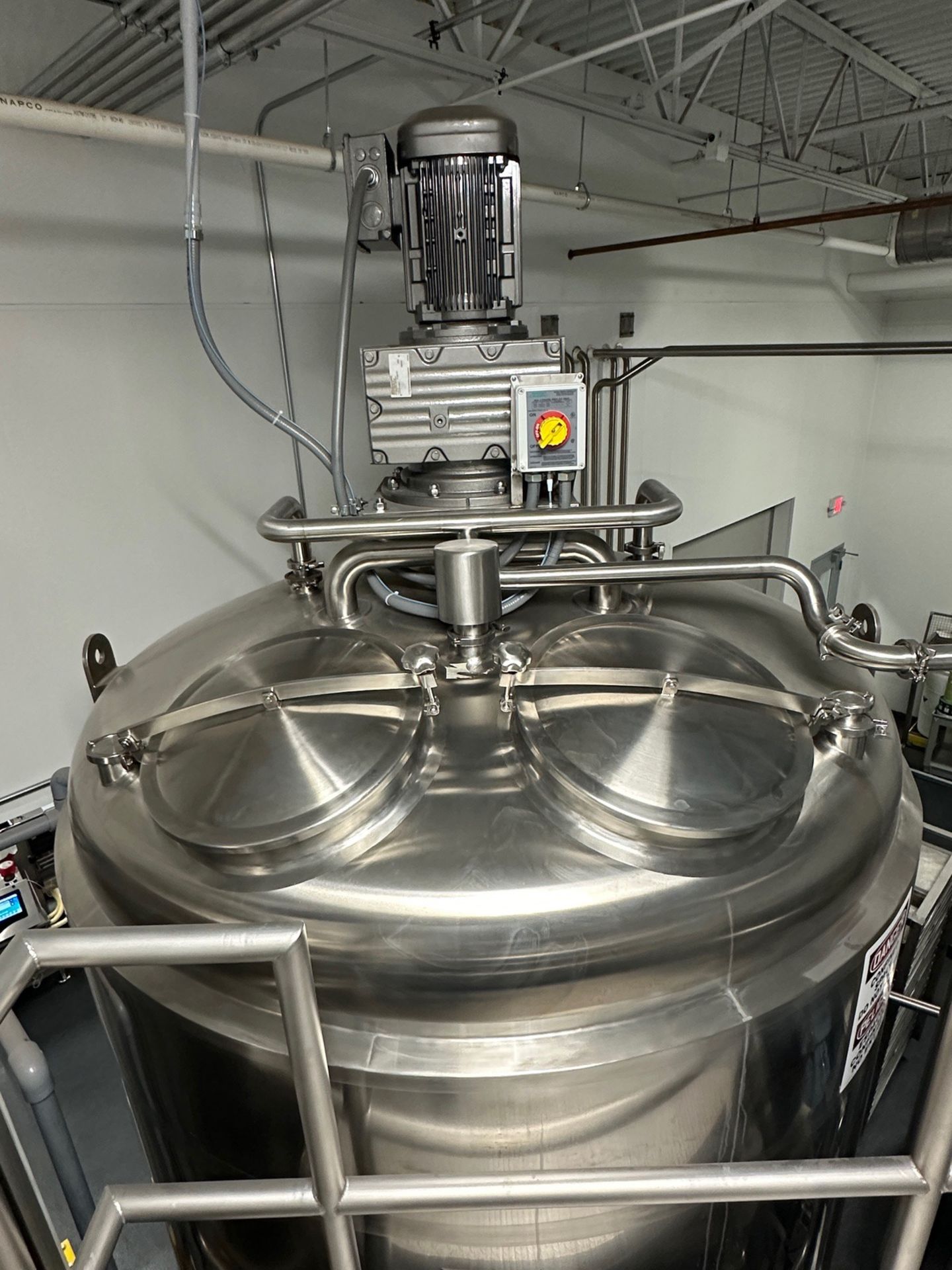 Anco 2,000 Gallon Stainless Steel Tank - Cone Bottom, Glycol Jacketed, Top Mounted Agitation with - Image 3 of 6