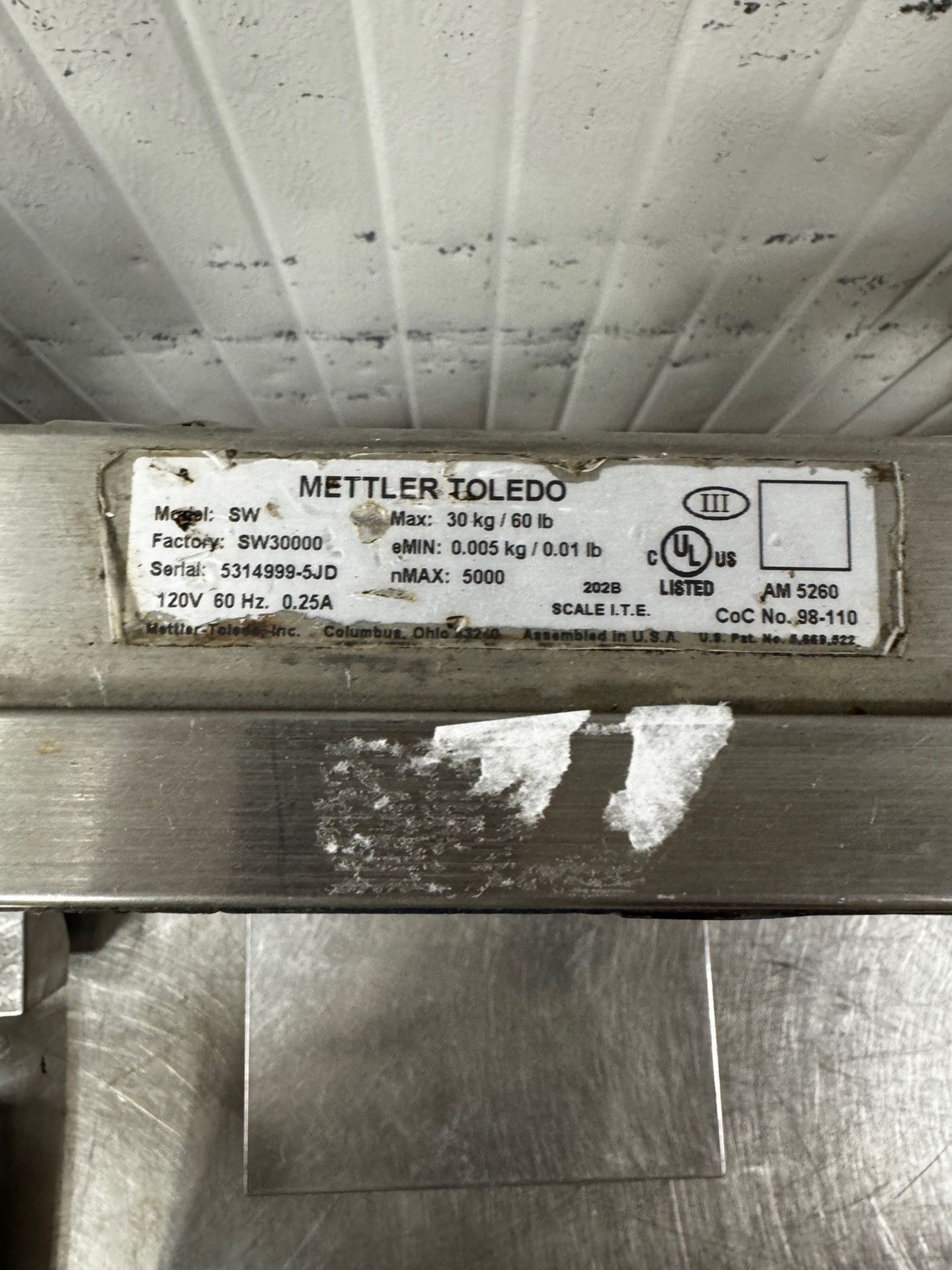 Mettler Toledo SW 300000, 60LB Benchtop Scale, S/N 5314999-5JD | Rig Fee $25 - Image 2 of 2
