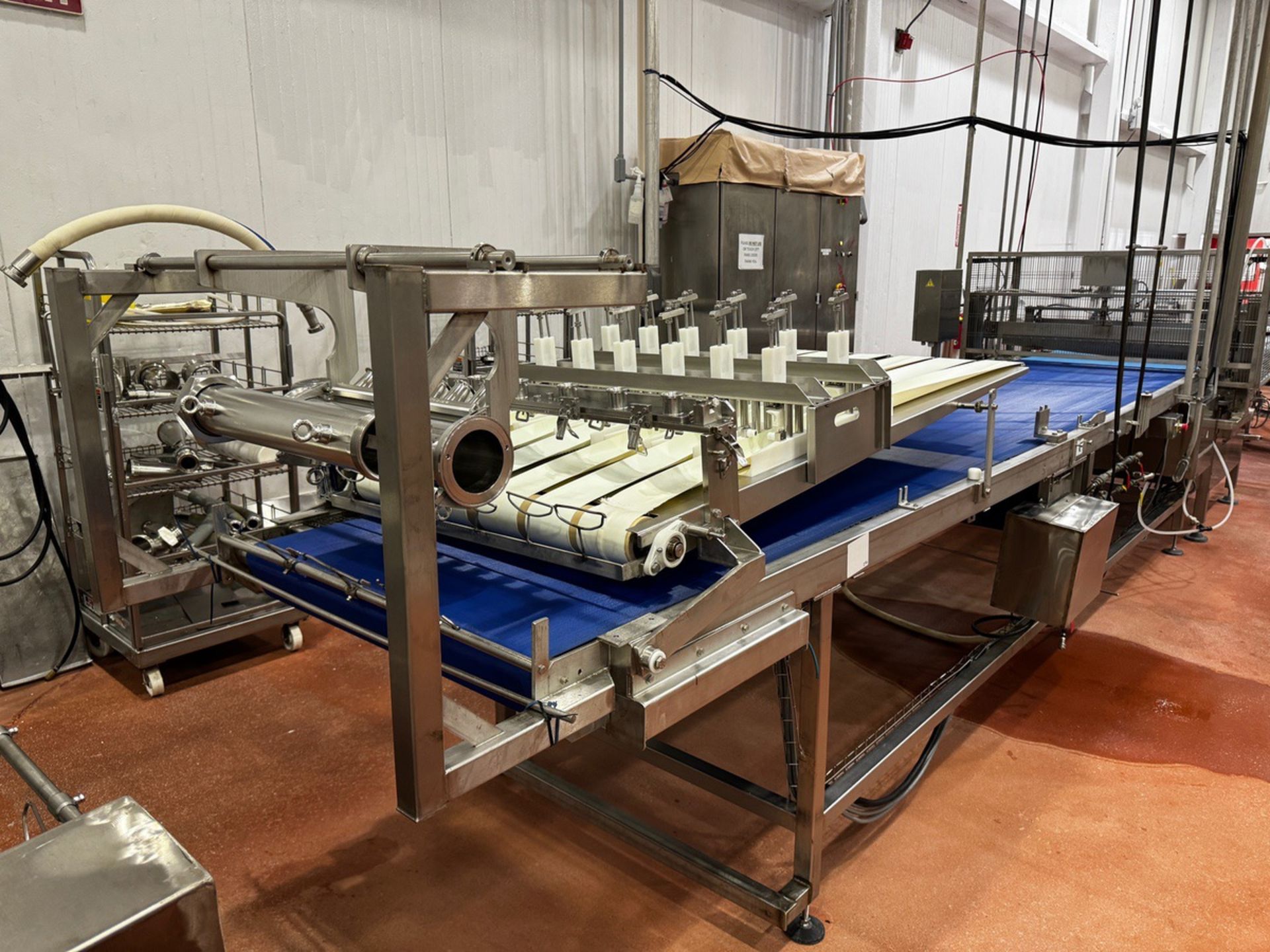 6-Lane Cannellonni Former and 39" Wide Pass Through Conveyor, 196" OA Length, Parchment Paper Dispen