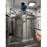 300 Gallon Approx Stainless Steel Single Wall Mix Tank, Bottom and Side Sweep Agitation,