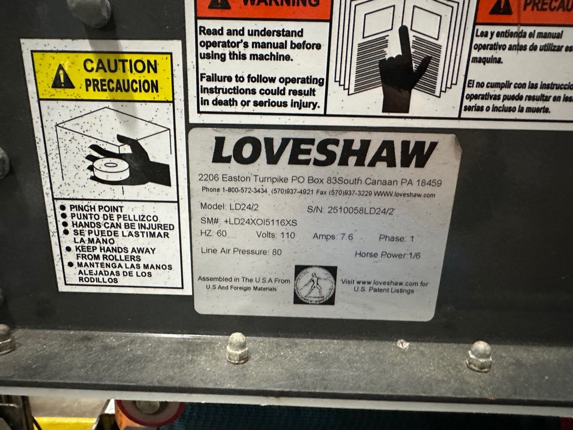 Loveshaw Little David LD24/2 Automatic Uniform Case Sealer, S/N 2510058LD24/2 - Image 3 of 6