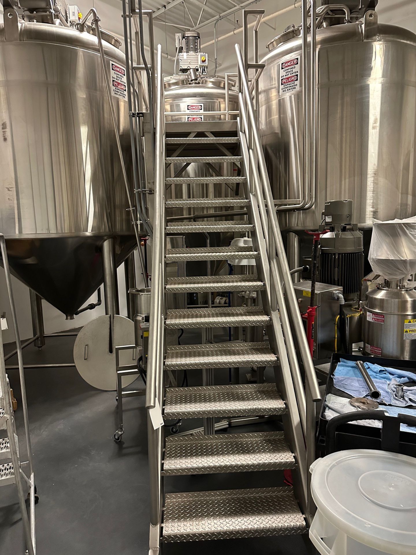 13-Step Stainless Steel Stairwell with Approx. 5' x 4' Platform, 9'6" From Floor | Rig Fee $600