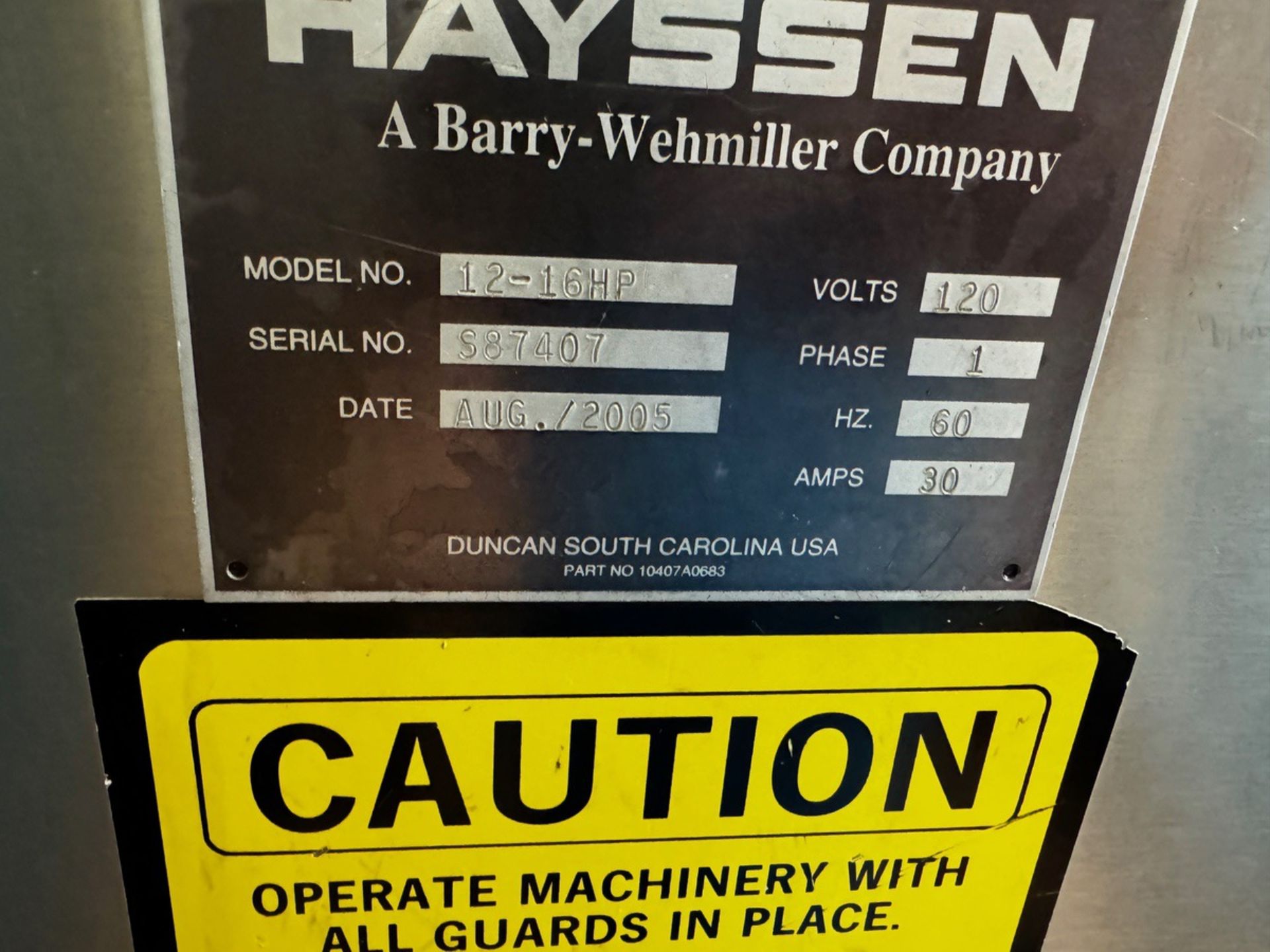 2005 Hayssen Vertical Form Fill Seal Machine Model 12-16HP, Dry Product Fill With o | Rig Fee $750 - Image 4 of 5