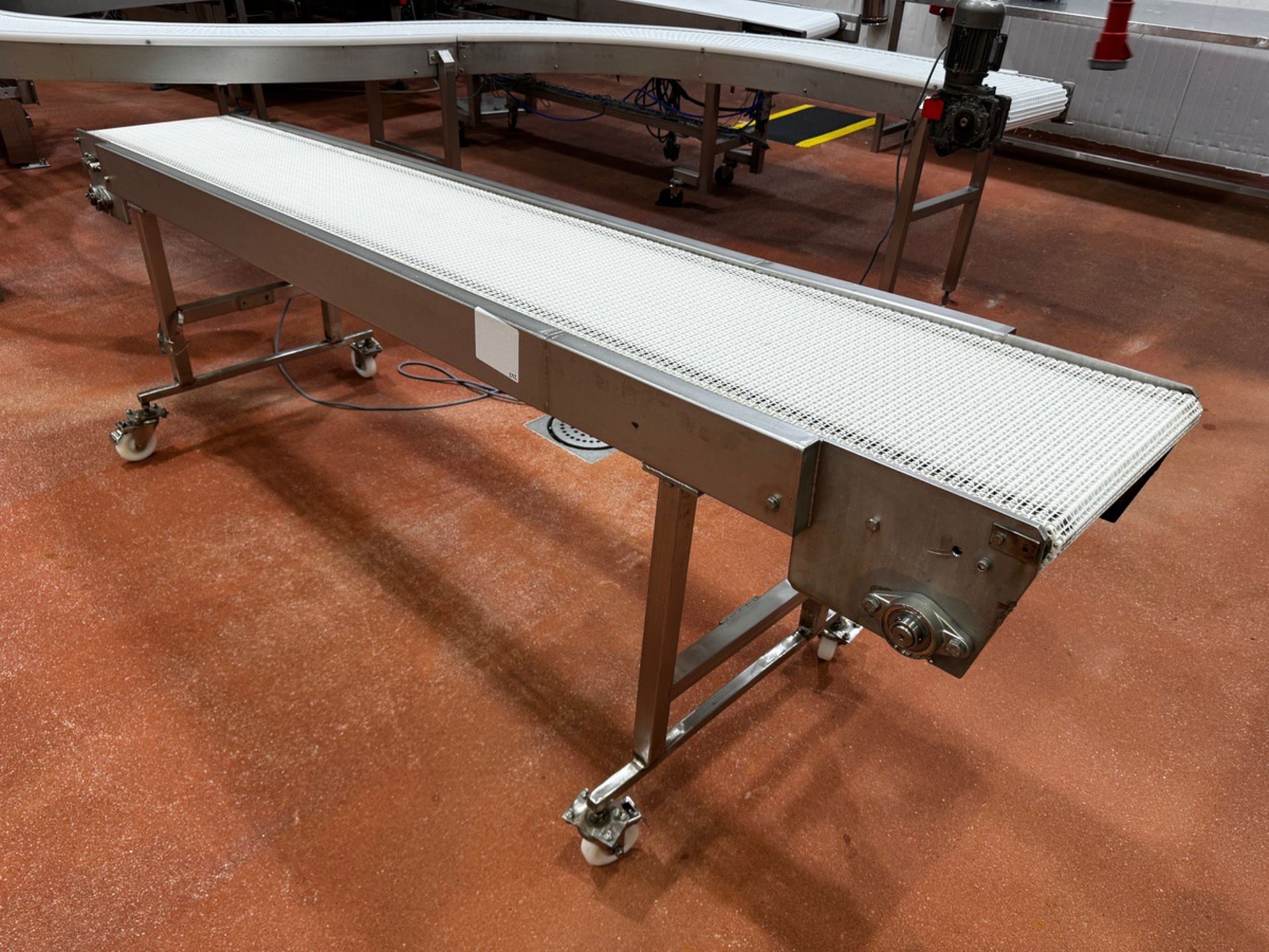 Stainless Steel Frame Conveyor Mounted on Casters, 16" OA Belt W x 106" OA Length