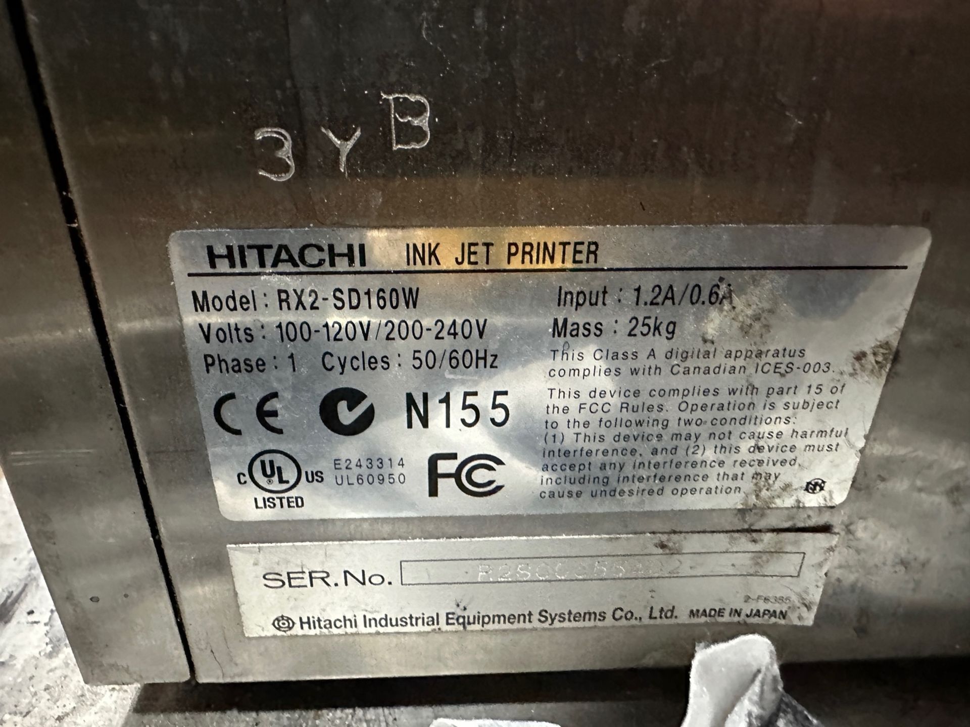 Hitachi Model RX2-SD160W Inkjet Printer, S/N: R2800555402 | Rig Fee $150 - Image 3 of 4