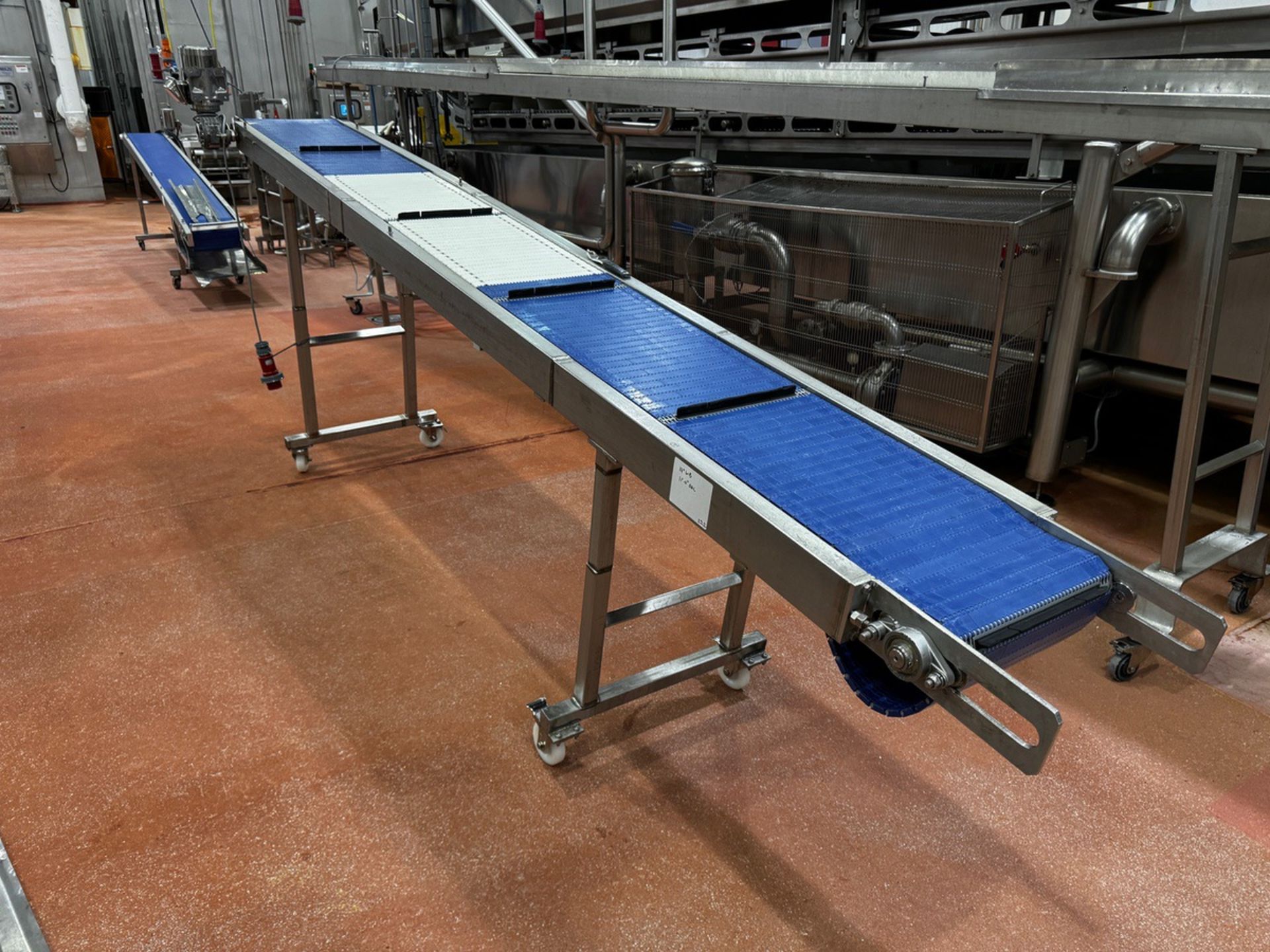 Stainless Steel Frame Incline Conveyor, 14" W x 11' OA Length, Mounted on Casters