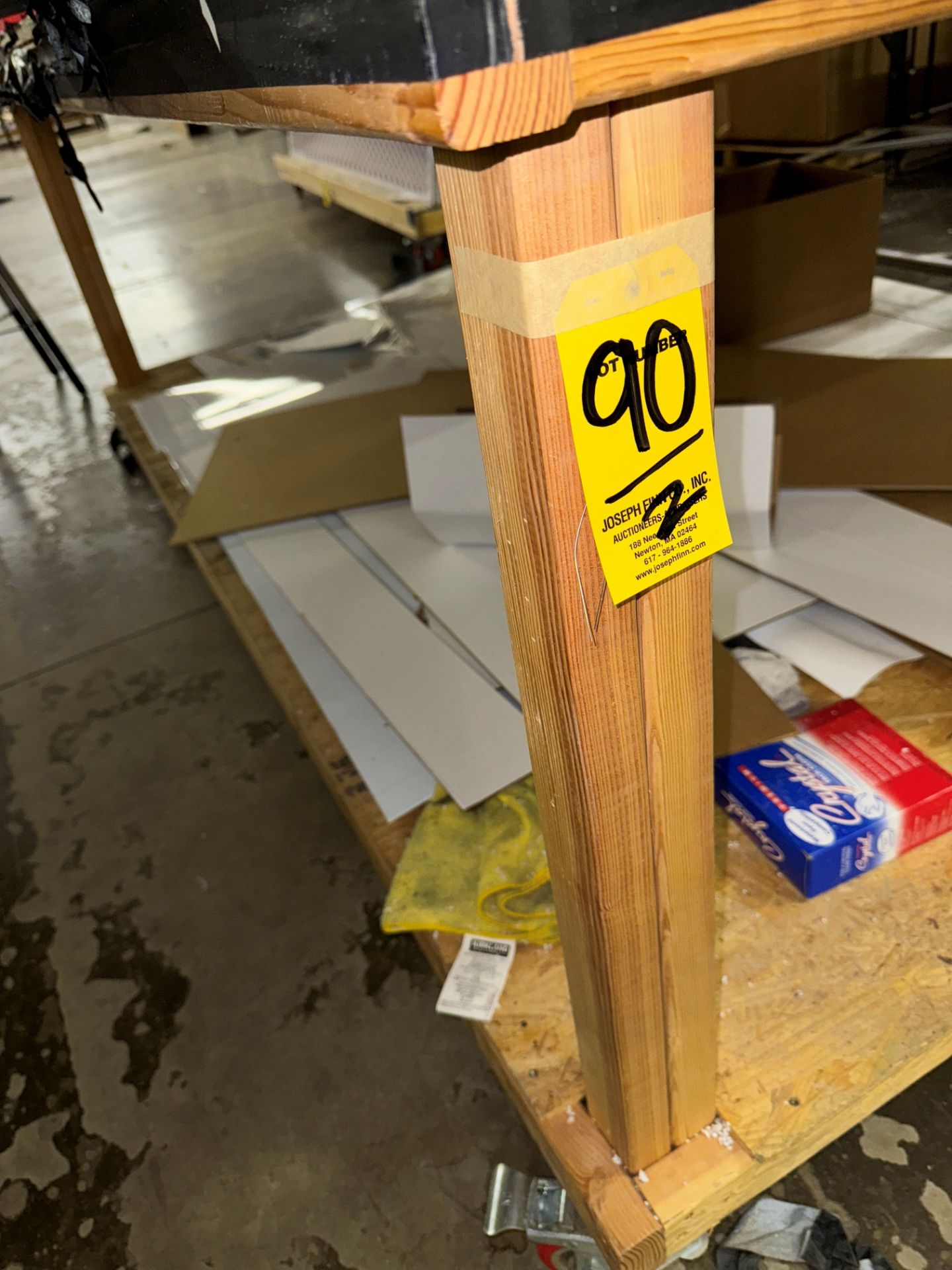 LOT Wood Port. Work Table, 8' x 64" and Wood Port. "A" Frame Stock Cart | Rig Fee $75 - Image 2 of 3