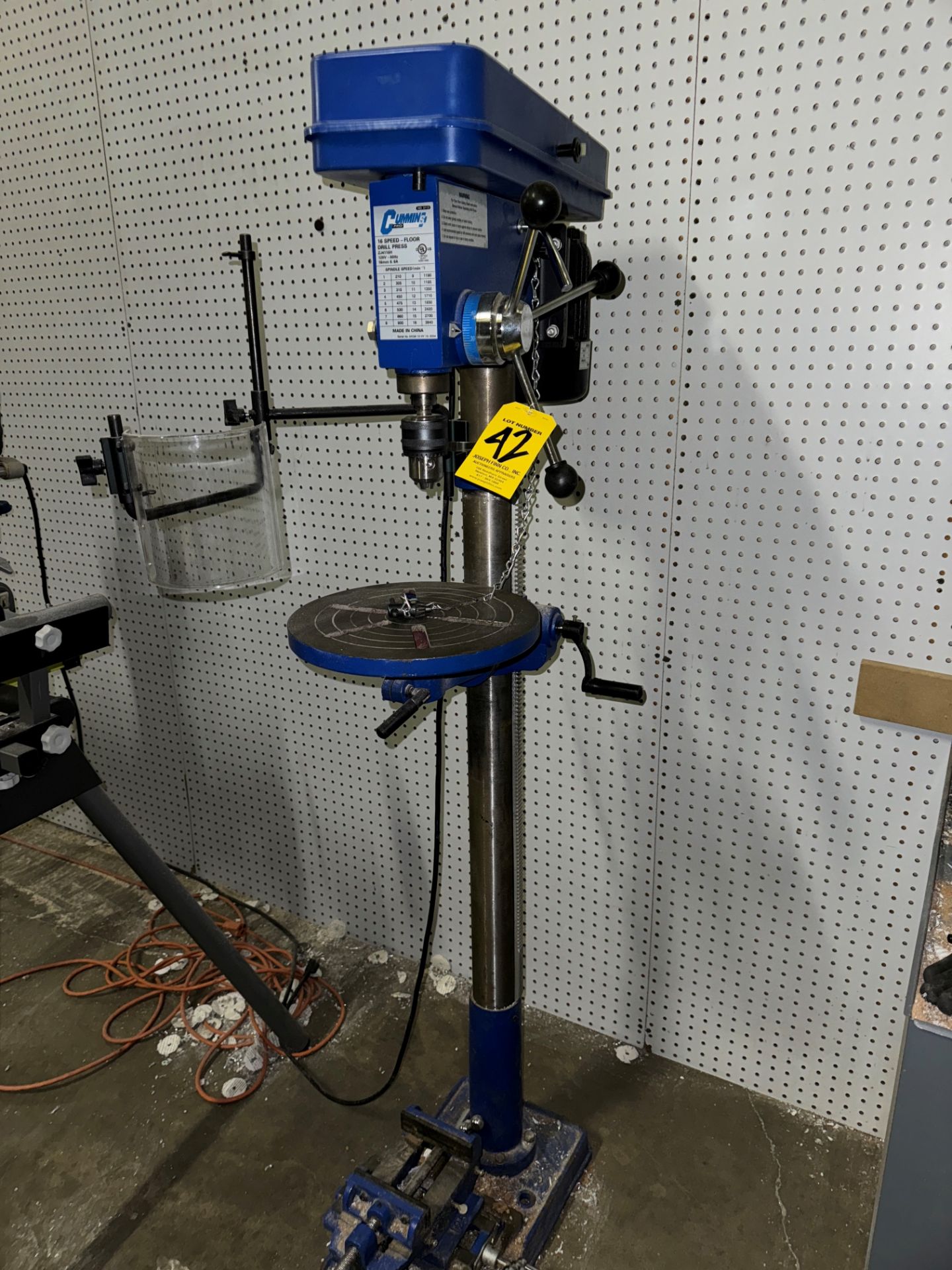 Cummins #3113, 16 Speed Floor Drill, S/N ZJ4116H, 6" Throat w/ 5" Vise | Rig Fee $75