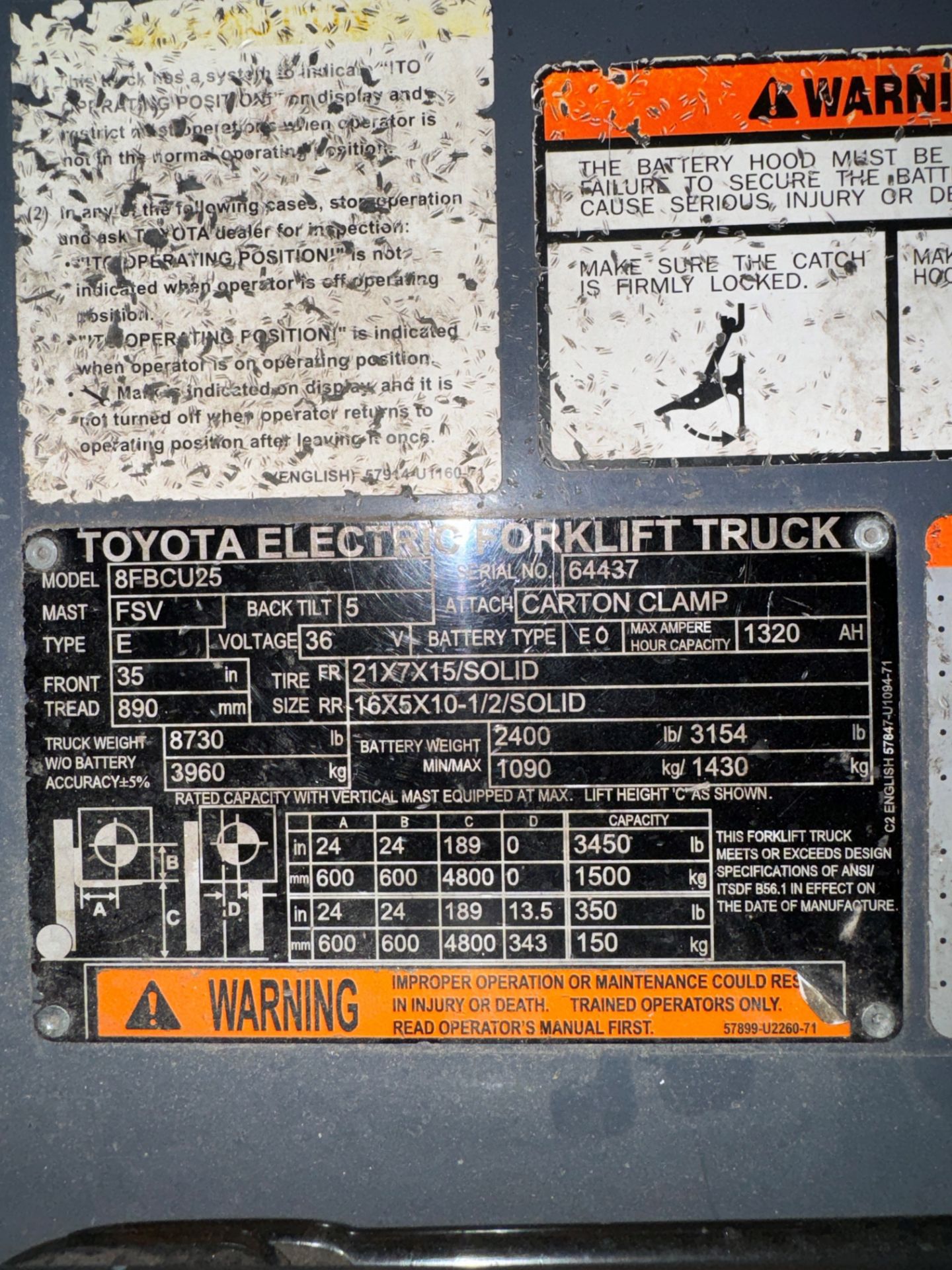 Toyota 8FBCU25 Electric Forklift, S/N 64437, Side Shift-Needs Battery, w | Rig Fee $300 - Image 4 of 14