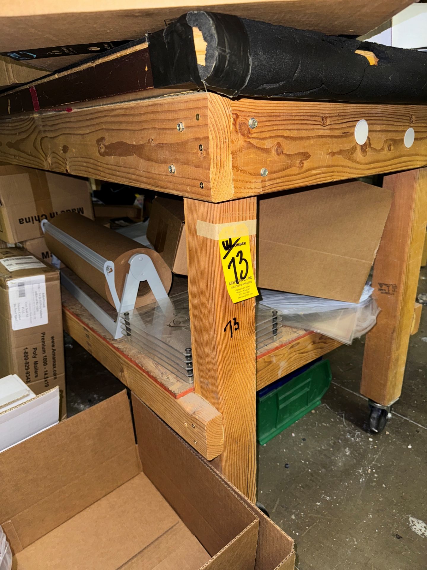 Blue Packaging Table, Port. Wire Chrome Rack, 8-Shelf Wood Port. Work Ta | Rig Fee $125 - Bild 3 aus 3