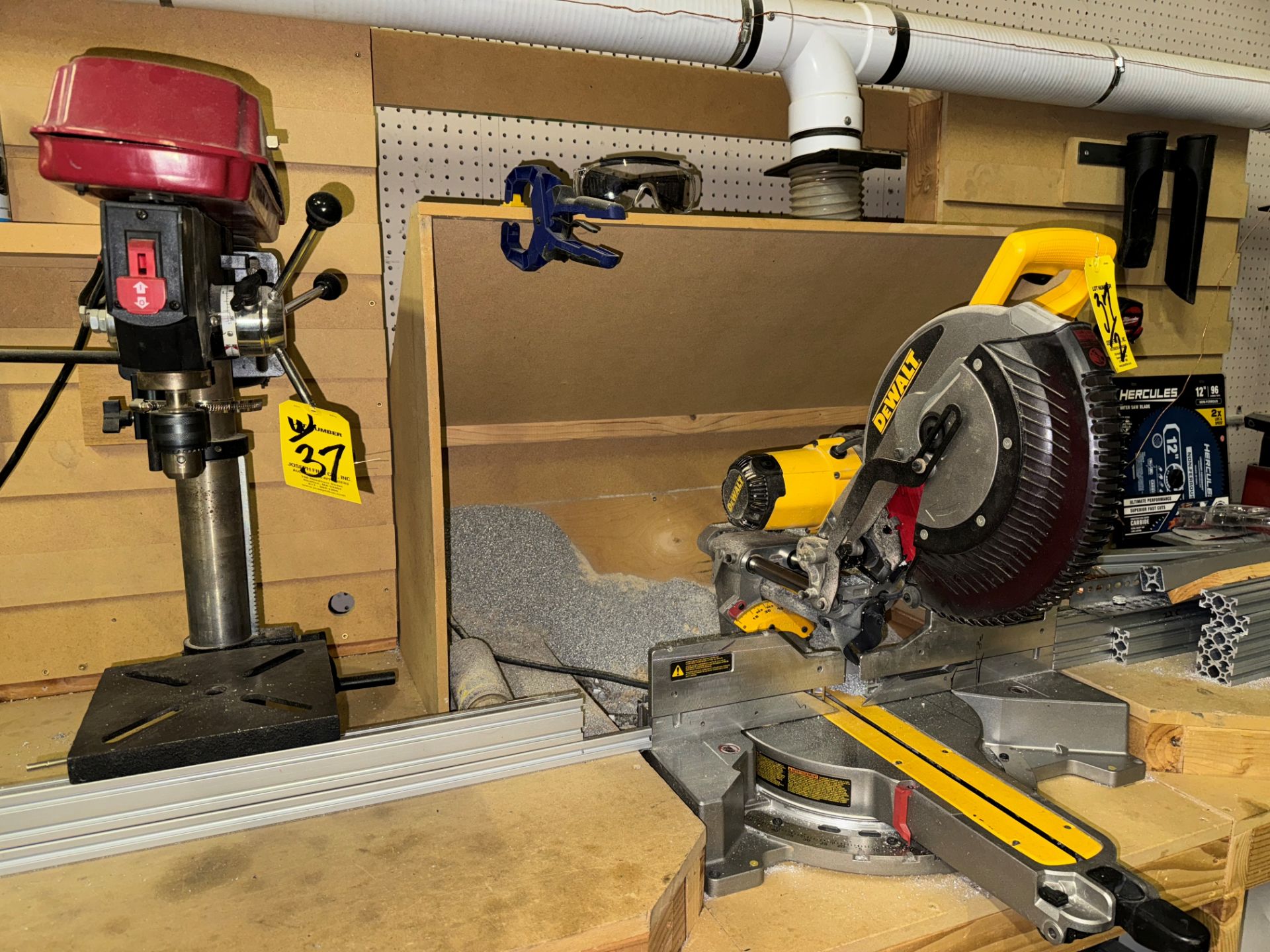 LOT DeWalt XPS DWS788 Compound Miter Saw, Bench Drill, 4" Throat, Screwe | Rig Fee $75