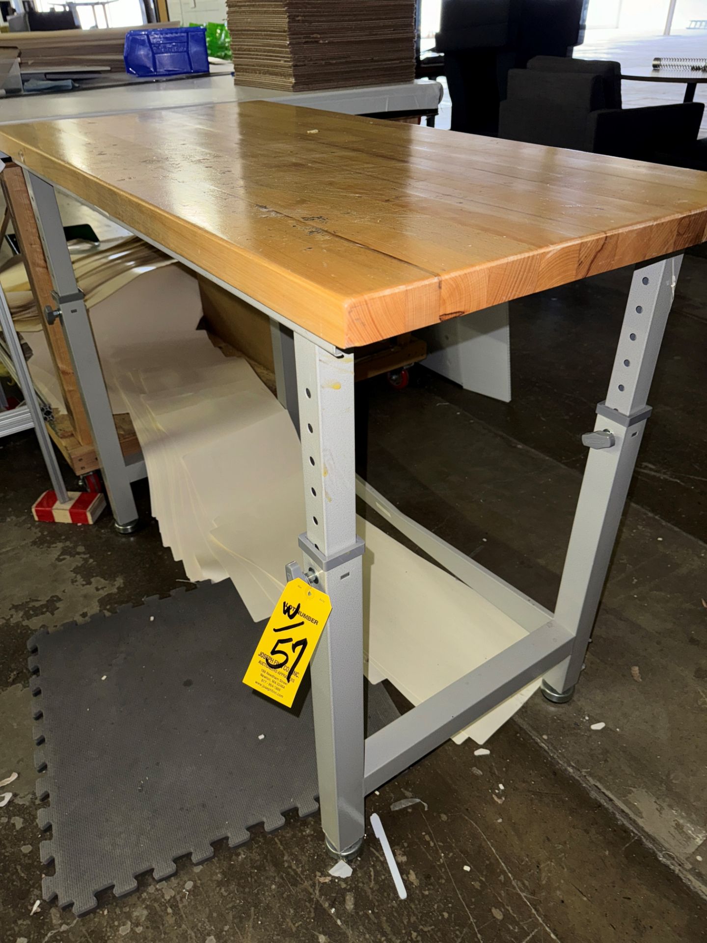 LOT (3) Steel Benches, 8' x 28", (1) Oak Top Bench 2' x 4' (Tag Reads 3) | Rig Fee $75