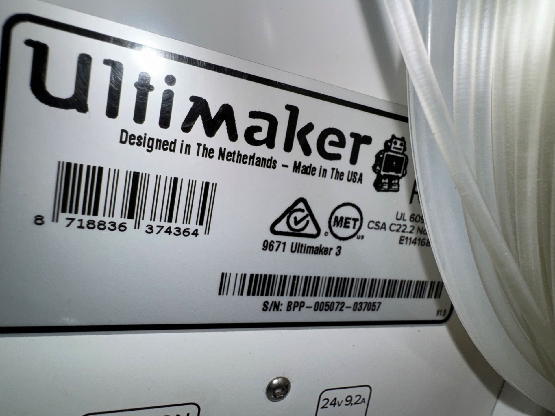 Ultimaker 3 9671 3D Printer, S/N BPP-005072-037057, Thor@xi PC, Acer Mon | Rig Fee $50 - Bild 5 aus 9