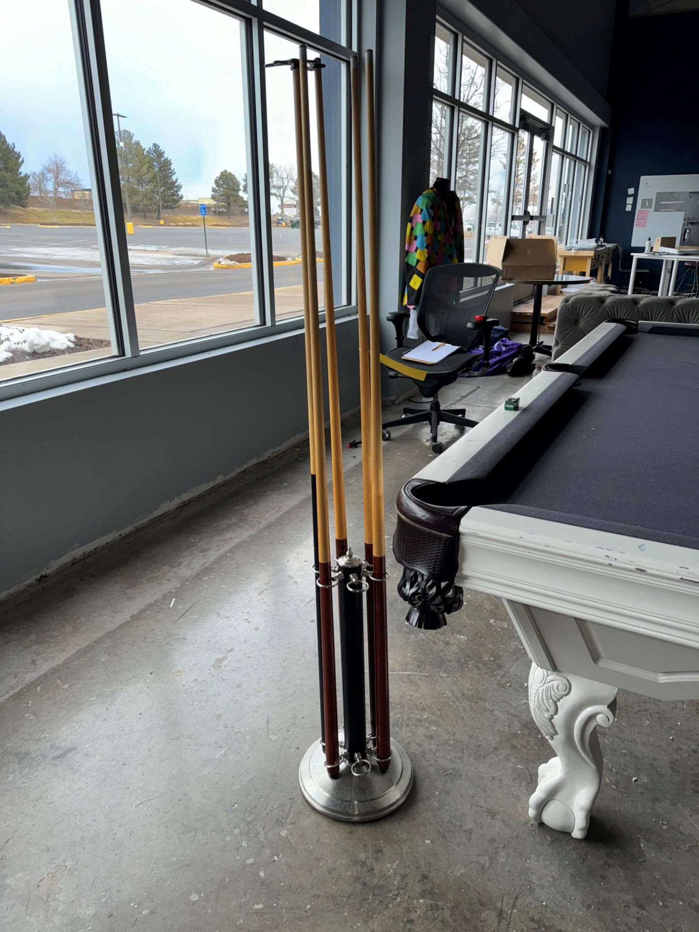 Brunswick Pool Table, White Leather Pockets, Clawed Feet, (2) Pool Racks | Rig Fee $540 - Image 6 of 6