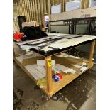 LOT Wood Port. Work Table, 8' x 64" and Wood Port. "A" Frame Stock Cart | Rig Fee $75