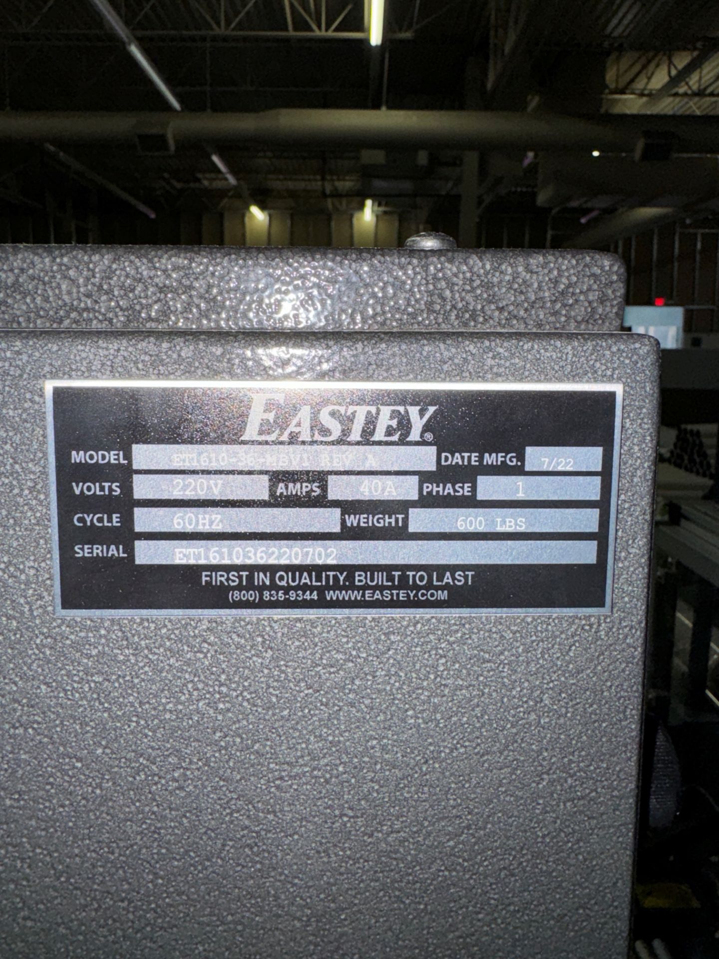2022 Eastey Model VSA 1721-TKV1 REV B L-Bar Sealer, S/N 22N110051801201, | Rig Fee $220 - Image 7 of 7