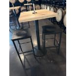 Lot of (4) High Top Wooden Tables (Approx. 2' x 2') with (8) Stools