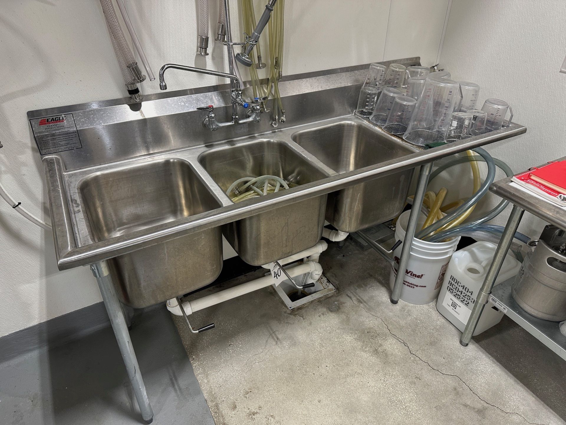 Eagle 3-Compartment Stainless Steel Sink (Approx. 28" x 74")