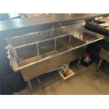 BK Resources 3-Compartment Stainless Steel Sink (Approx. 26" x 68")