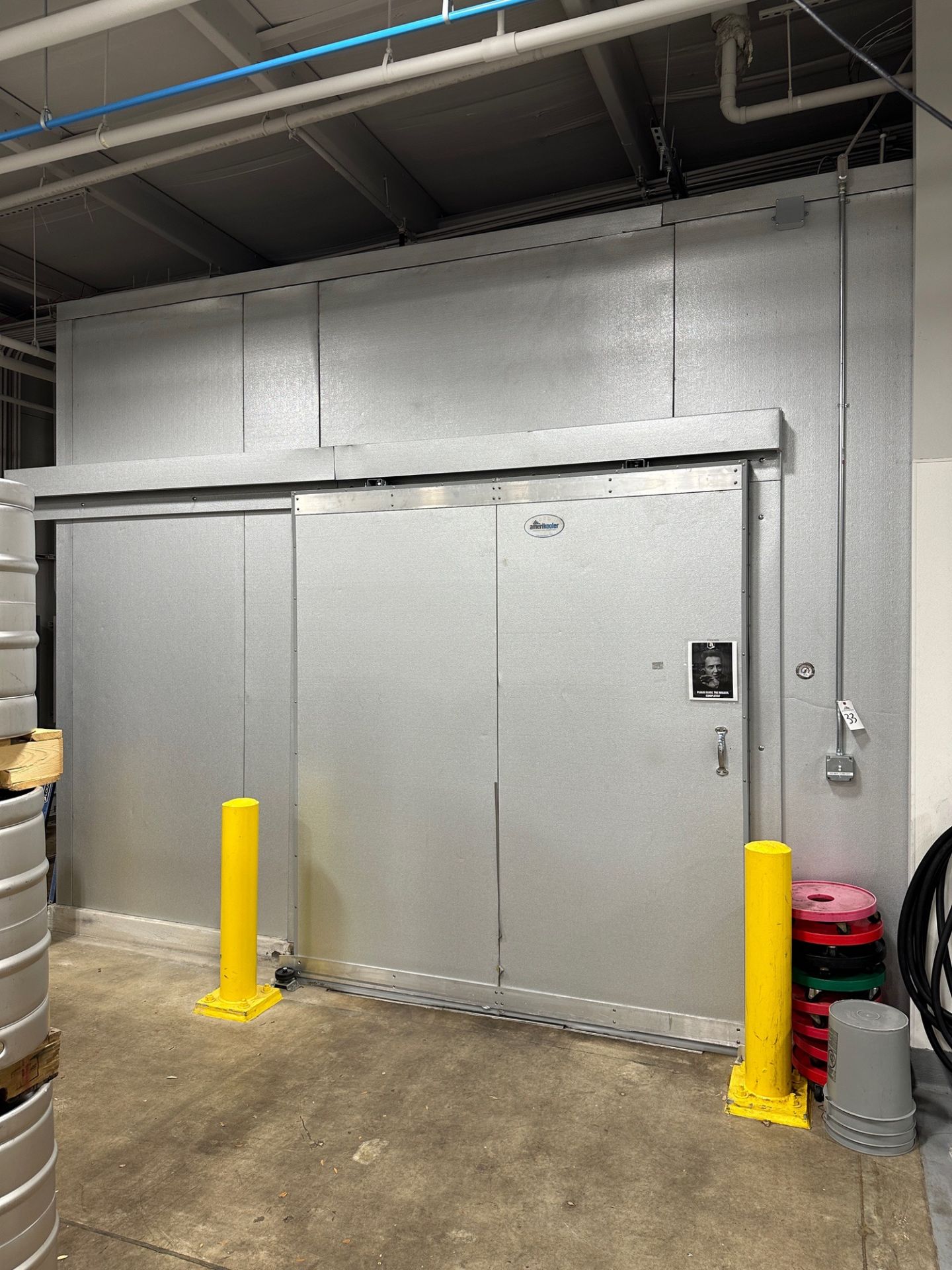 Amerikooler Walk-In Cooler with Sliding Door (Approx. 30' x 14' x 12' O.H. and 17' x 9' x 12' O.H.