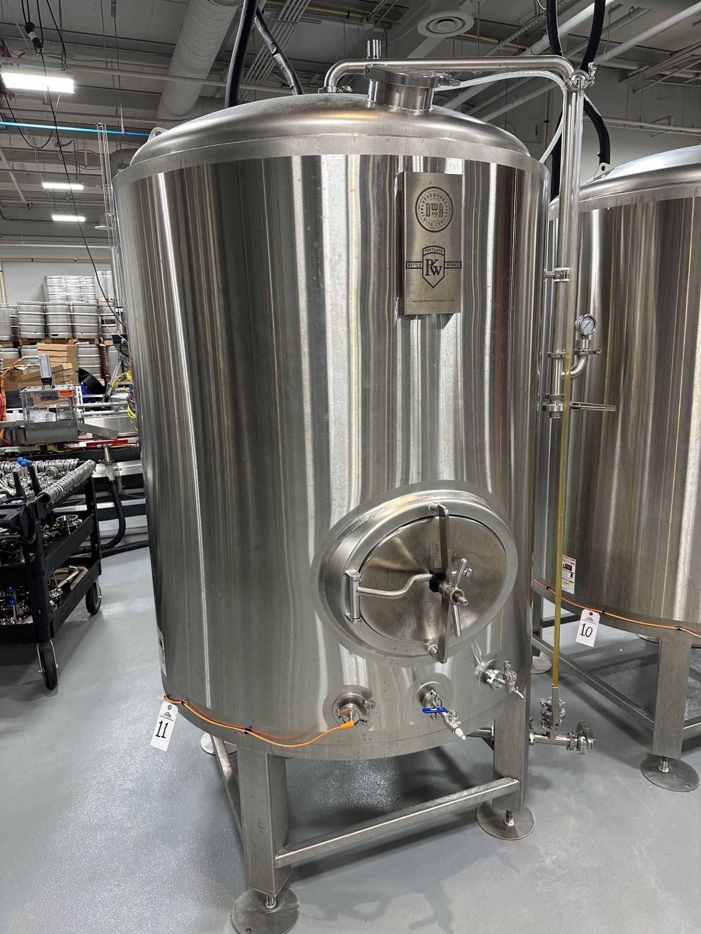 Portland Kettle Works 15 BBL Brite Tank - Dish Bottom, Glycol Jacketed, Mandoor, Zwickle Valve,