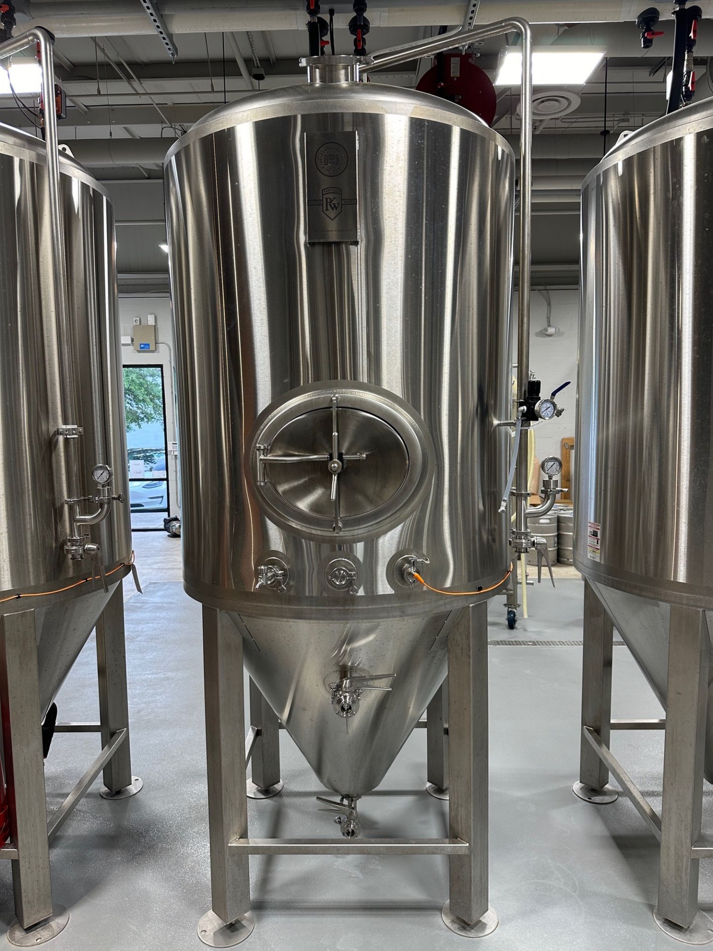 Portland Kettle Works 15 BBL Fermentation Tank - Cone Bottom, Glycol Jacketed, Mandoor, Zwickle