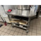 Lot of (1) Stainless Steel Table on Casters (Approx. 2' x 30"), (1) 30" x 5' SS Table and (1) 21"