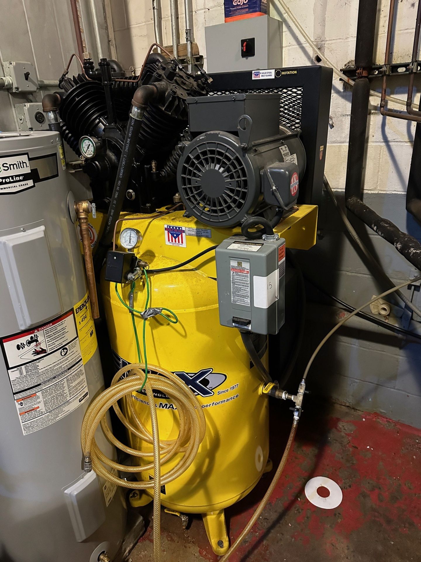 Emax 7.5 HP Air Compressor w/ 80 Gal Receiver Tank, S/N: 100933 | Rig Fee $250