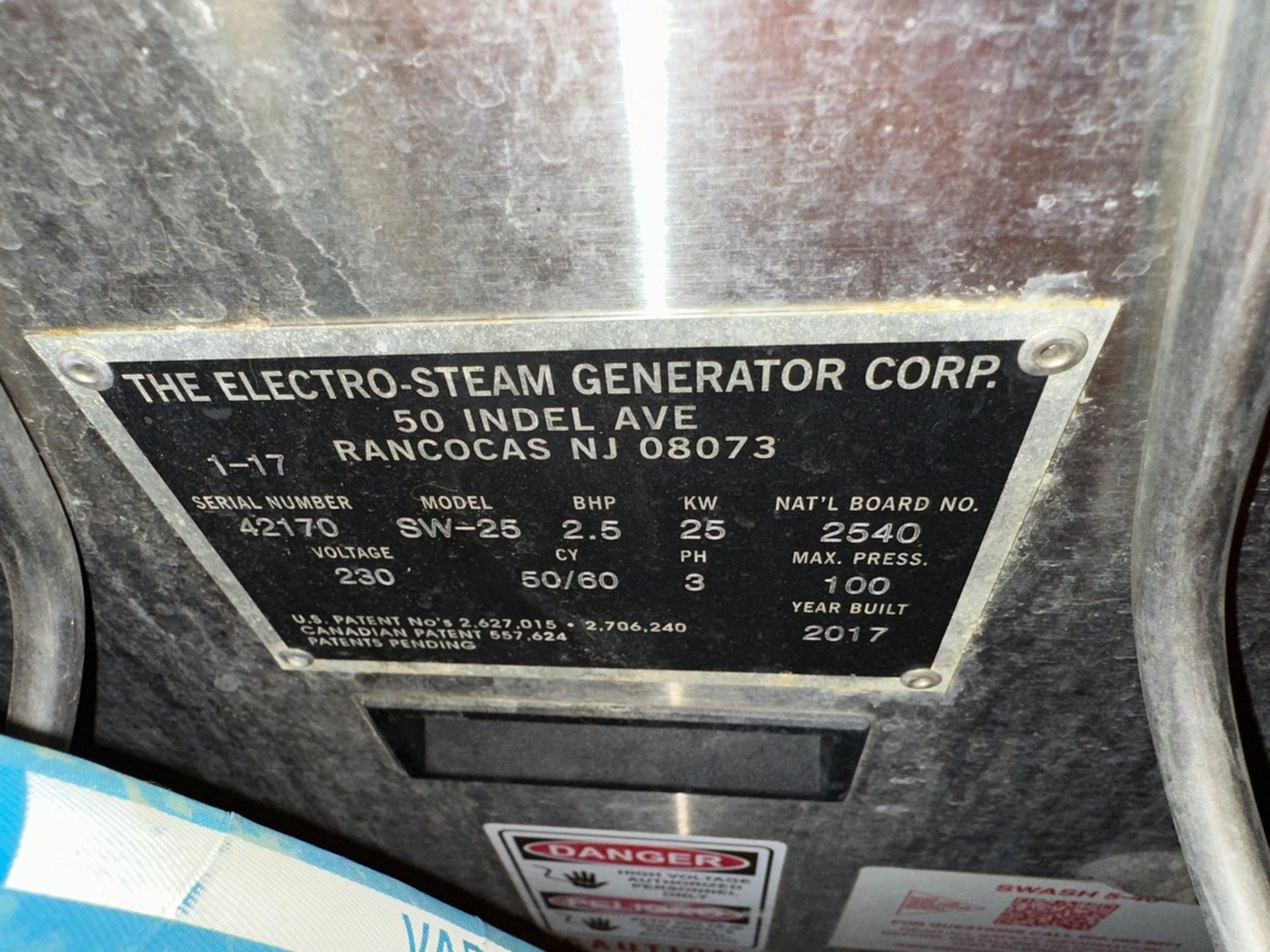 2017 Swash Electro-Steam Generator, Model SW-25, S/N: 42170, 2.5 BHP, 25 KW, 230V / | Rig Fee $100 - Image 4 of 5