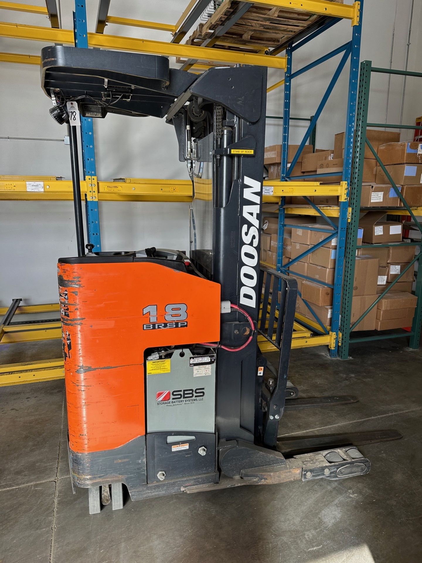 Doosan 36V Electric Stand Up Lift Truck - Model BR12SP-7, S/N FRAOJ-1960-00036