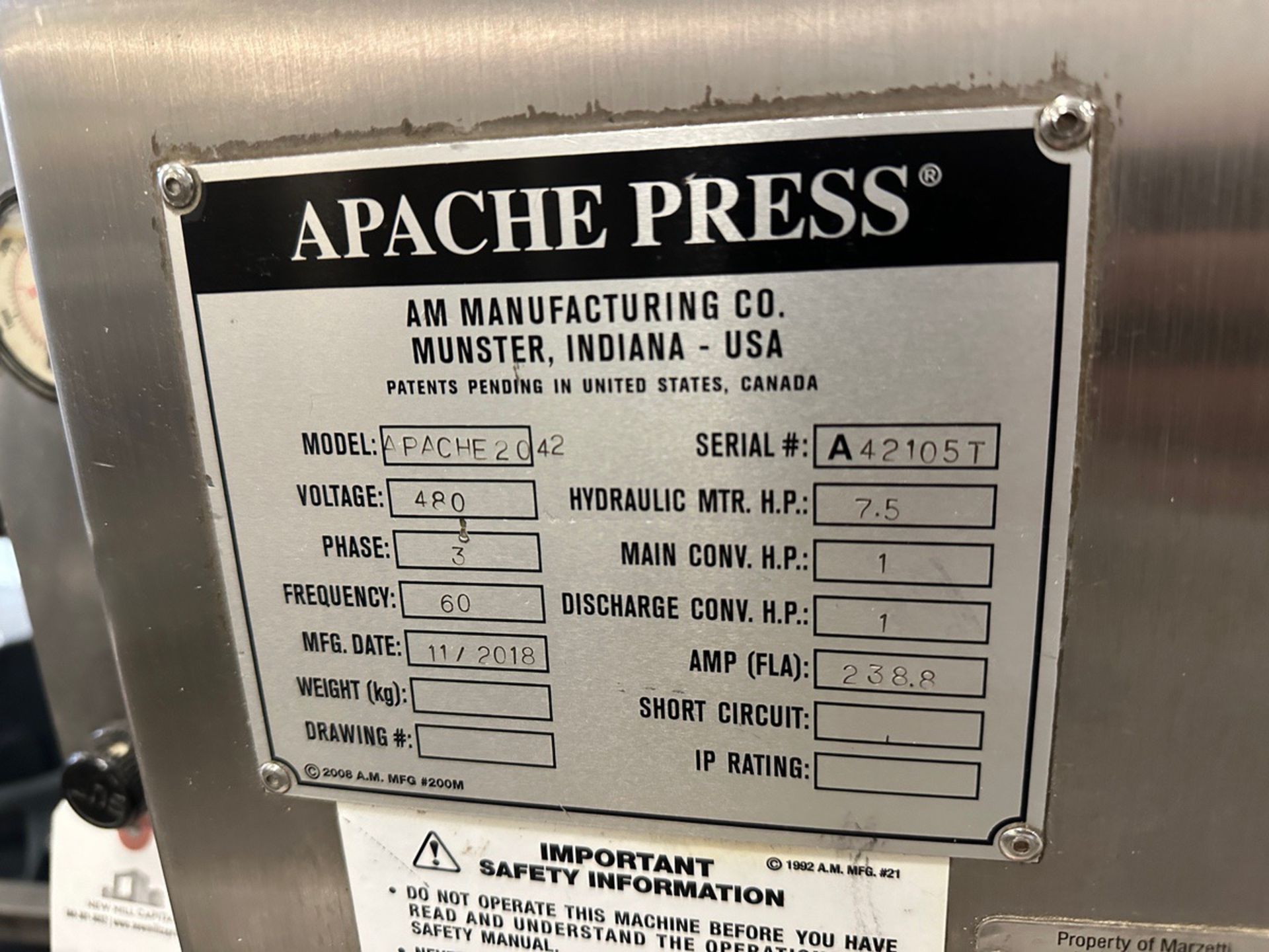 2018 AM Manufacturing Apache Press with Press Change Parts for Pizza, Tortilla and | Rig Fee $6000 - Bild 9 aus 21