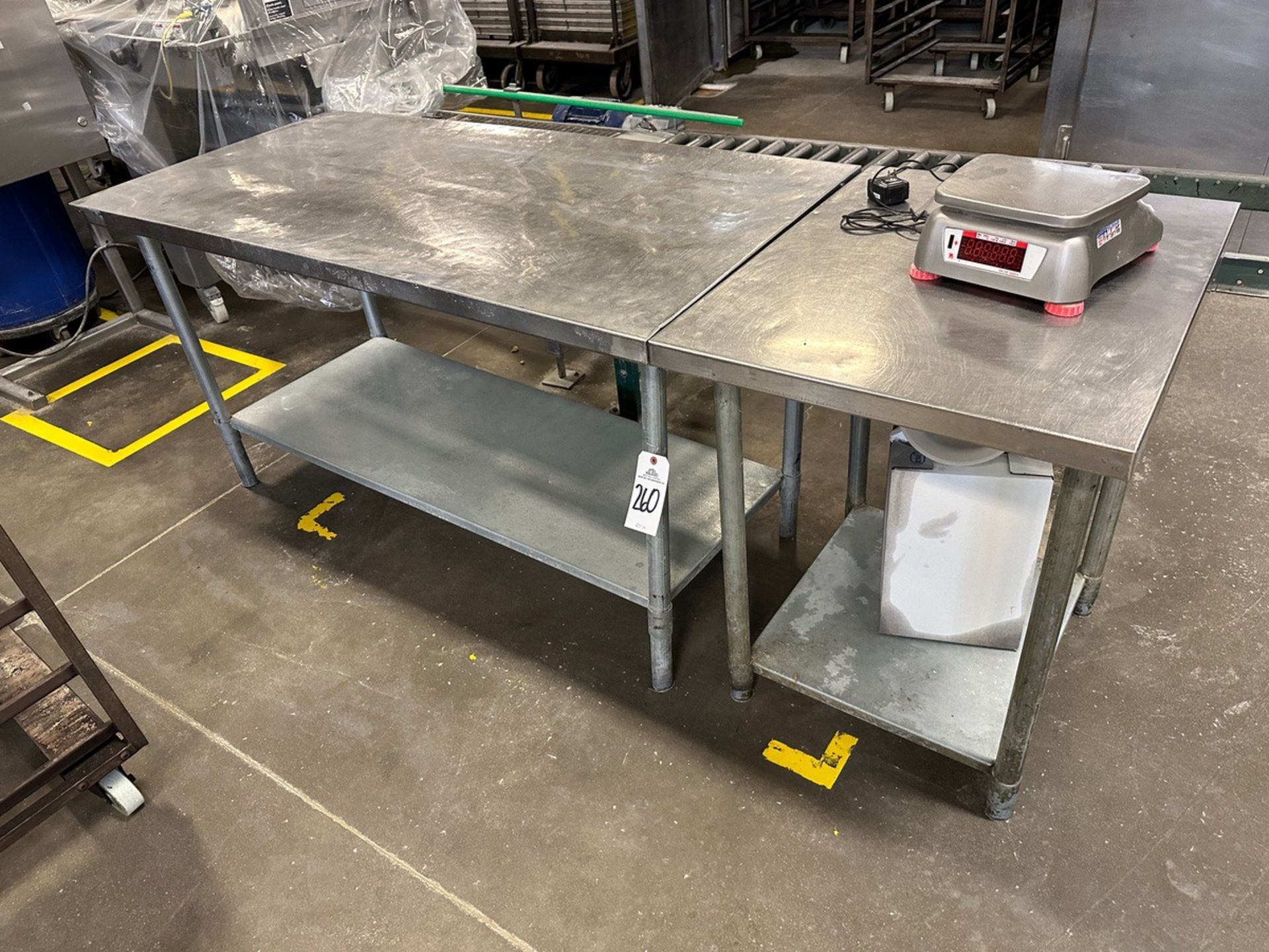 Lot of (2) Stainless Steel Tables (Approx. 30" x 5' and 30" x 2') | Rig Fee $75