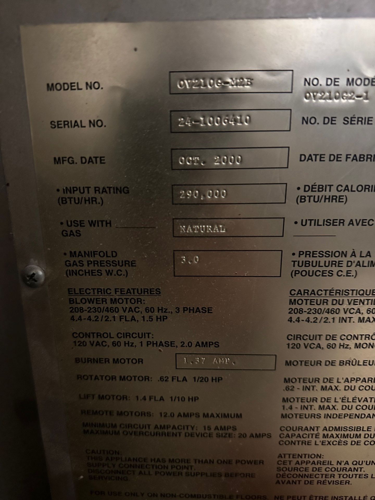 Baxter Rotating Rack Oven - Model OV210G-M2B, S/N 24-1006410 | Rig Fee $900 - Image 4 of 4