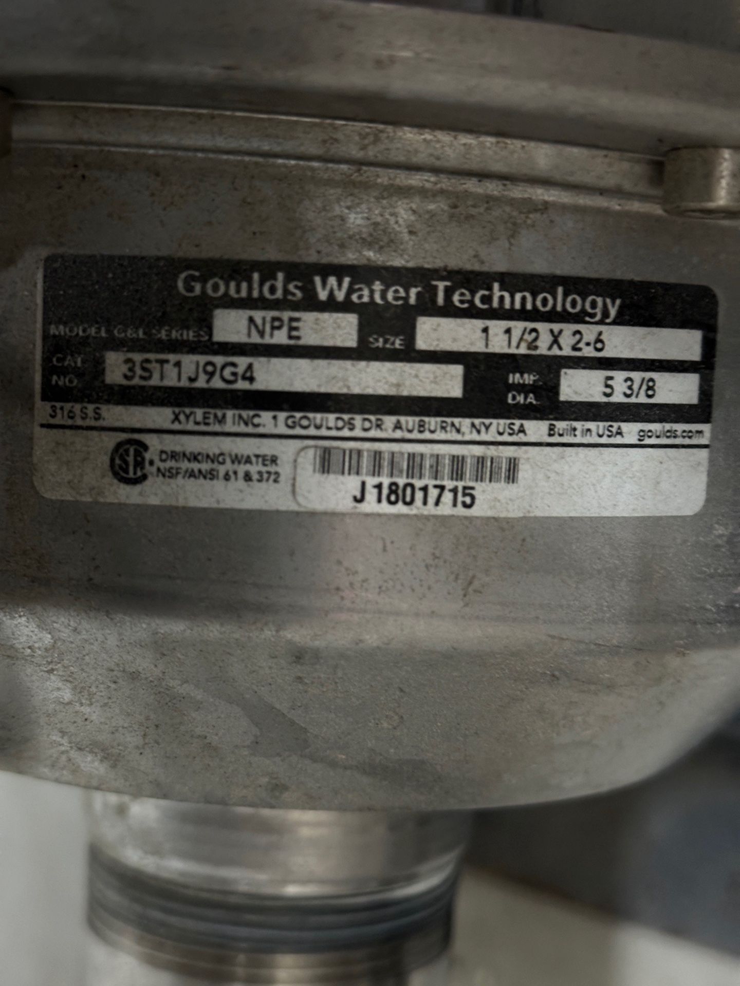 WEG 5 HP Motor with Goulds 1 1/2 X 2-6 Pump - Image 3 of 4