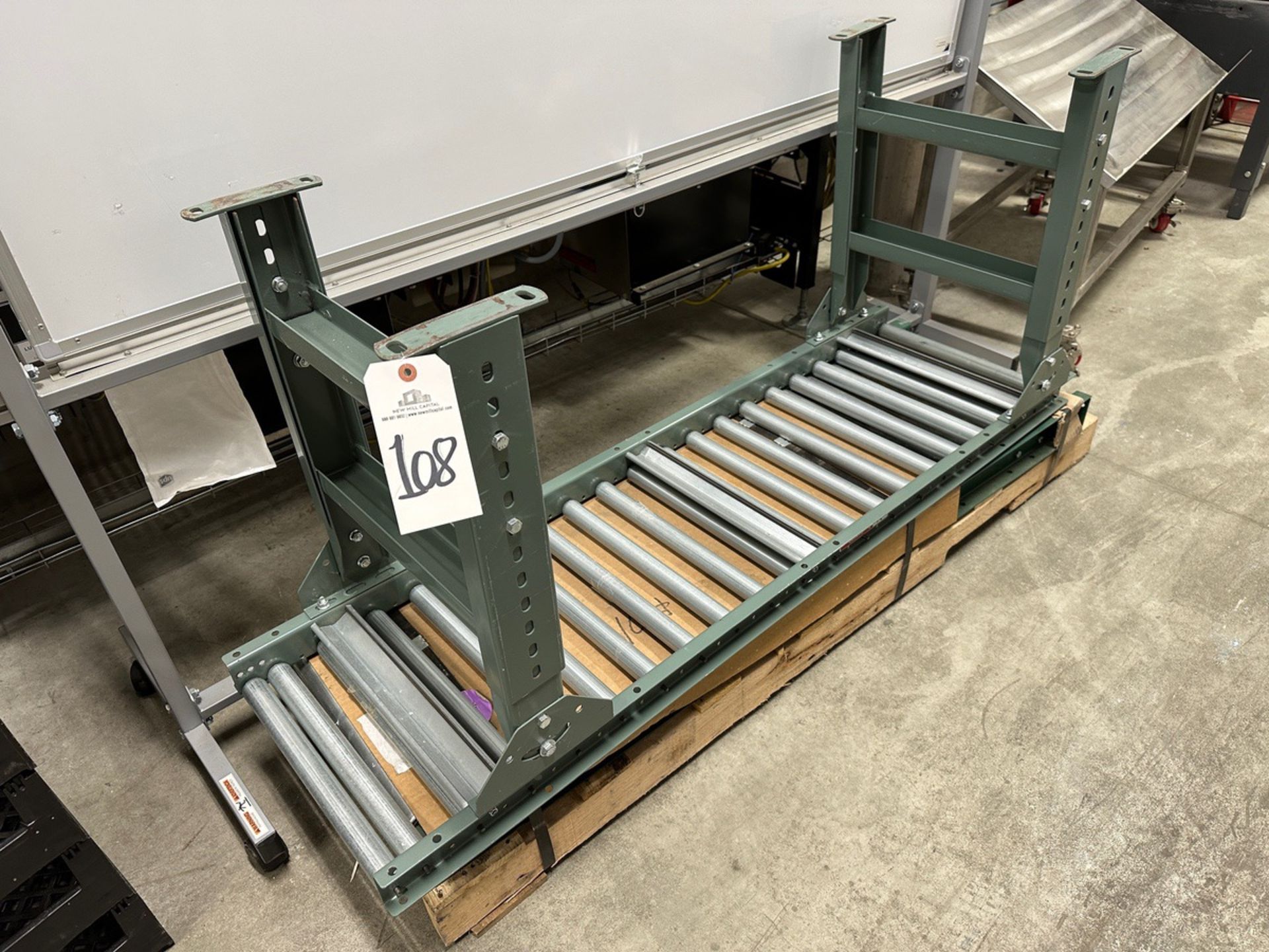 Lot of (2) Roller Conveyor Sections - (1) Set of Supports (Approx. 16" x 5') | Rig Fee $50