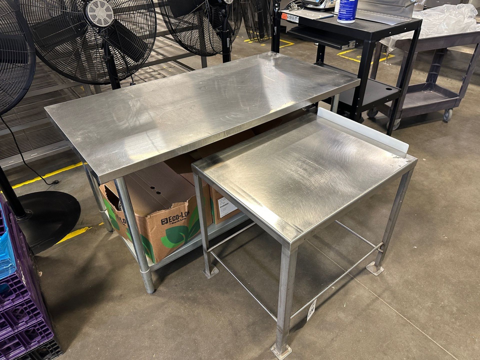 Lot of (2) Stainless Steel Tables (Approx. 30" x 5' and 2' x 30")