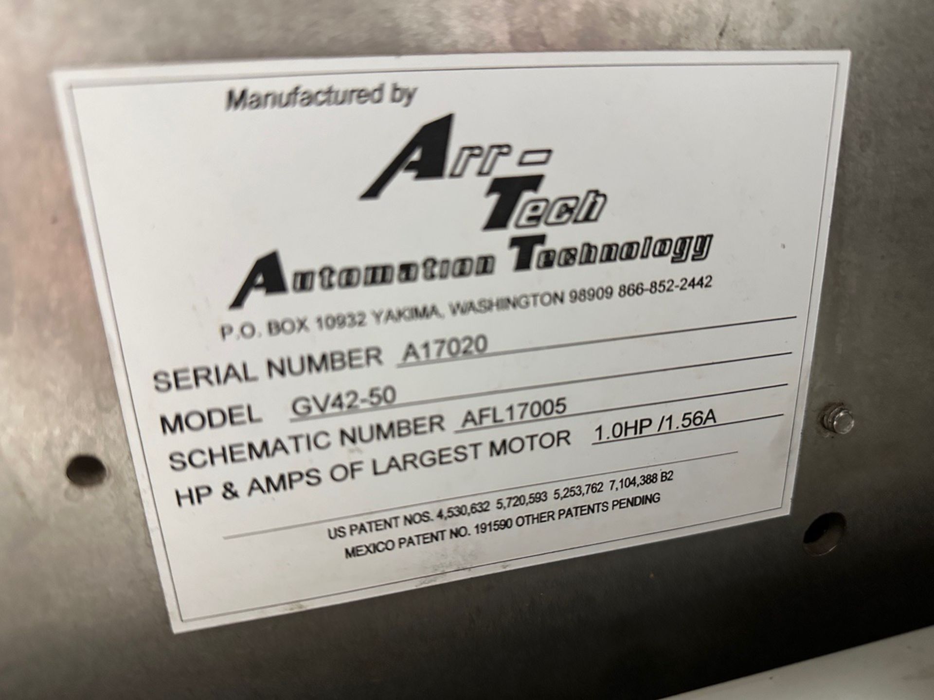 2017 Arr-Tech Model GV42-50 Counter / Stacker Machine - S/N A17020 (Comes with Change Parts) - Image 8 of 8