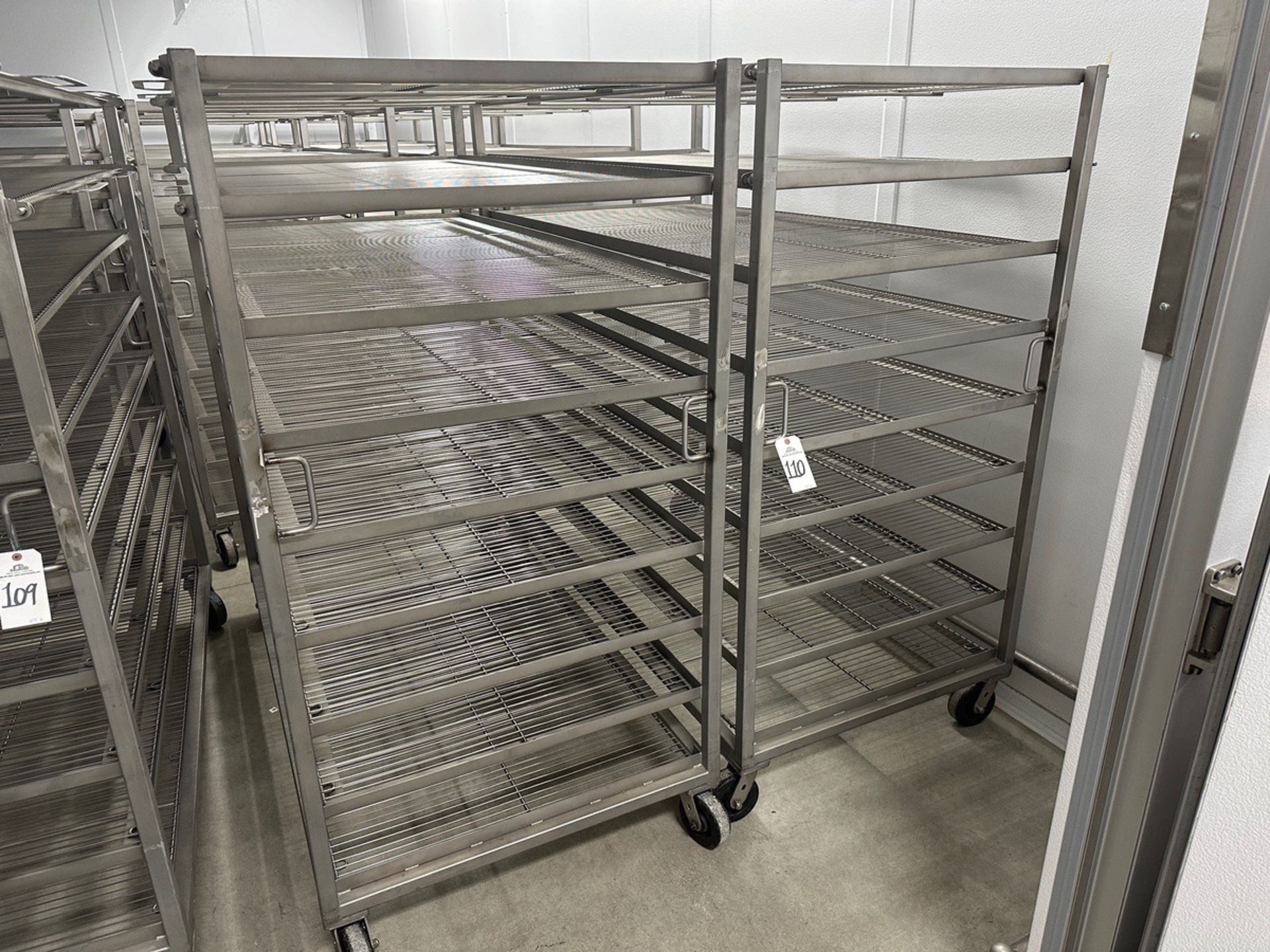 Lot of (6) Stainless Steel Wire Rack Carts (Approx. 39.5" x 75.5" x 76" O.H.)