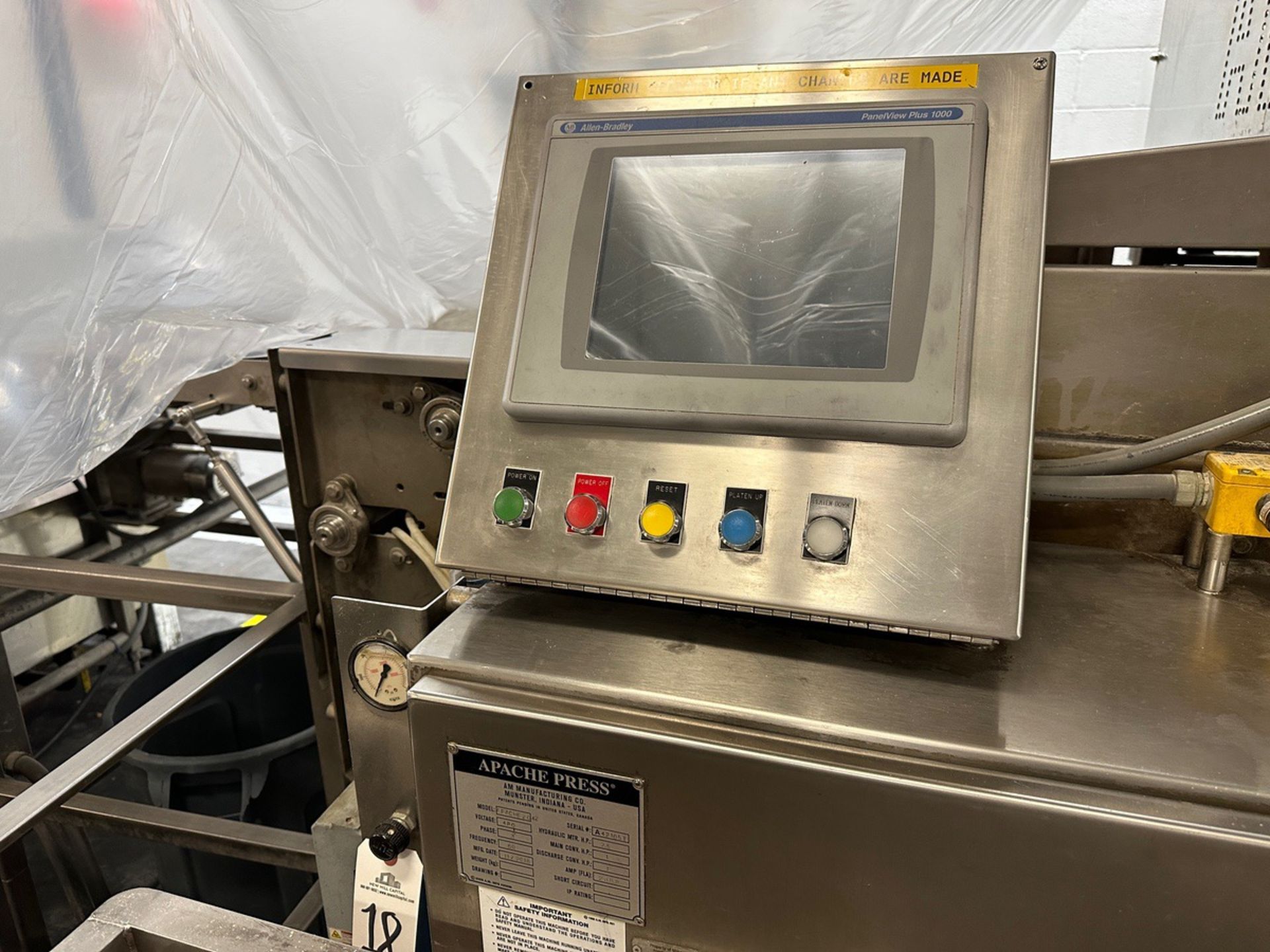 2018 AM Manufacturing Apache Press with Press Change Parts for Pizza, Tortilla and | Rig Fee $6000 - Image 8 of 21