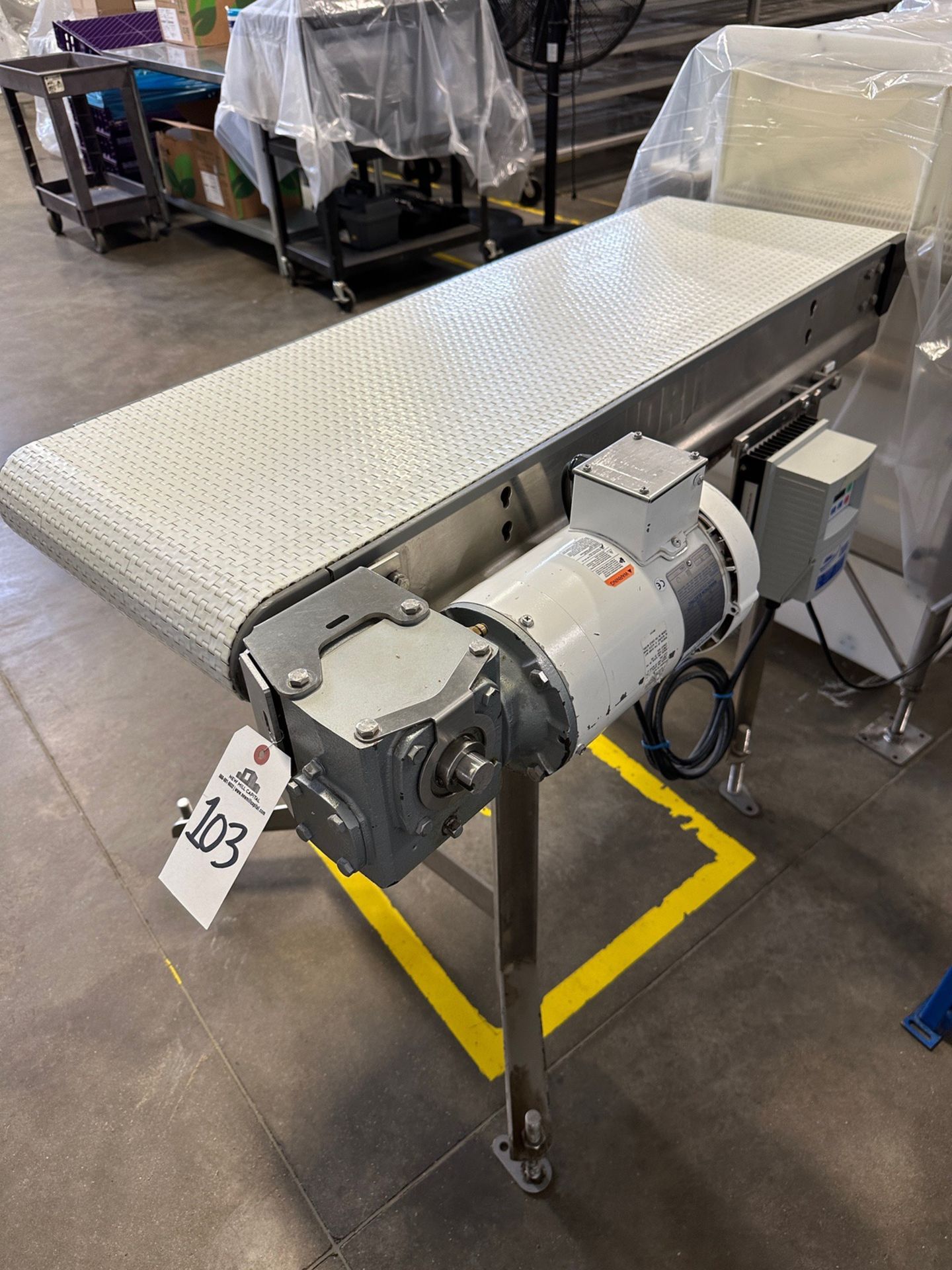 Intralox Belt Conveyor over Stainless Steel Frame with Lenze VFD (Approx. 15.75" x | Rig Fee $150